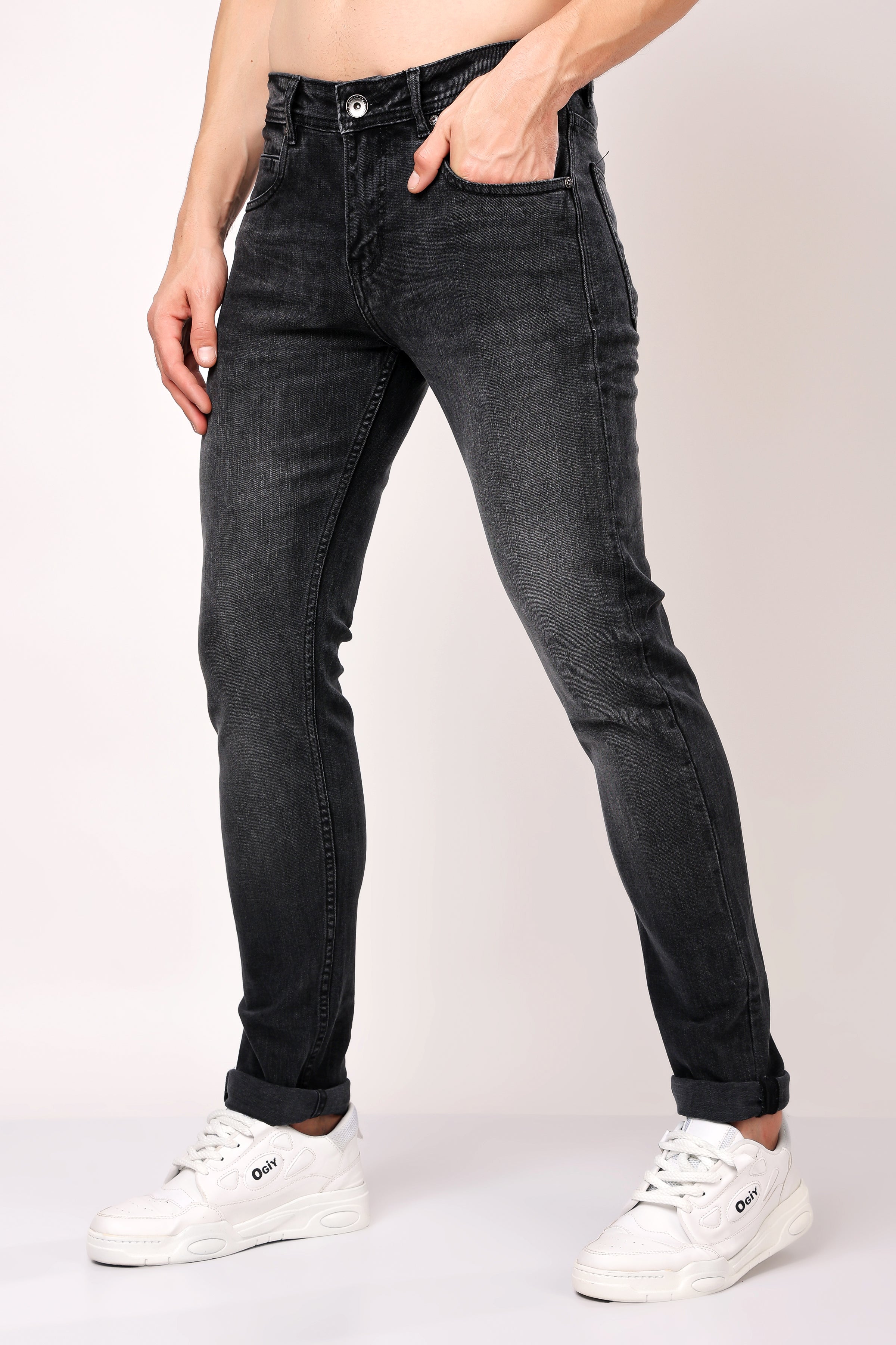 Stylox Men’s Slim Fit Denim Jeans - Dark Grey, Mid Dark Grey , Steal Grey & Mid Steal Grey
