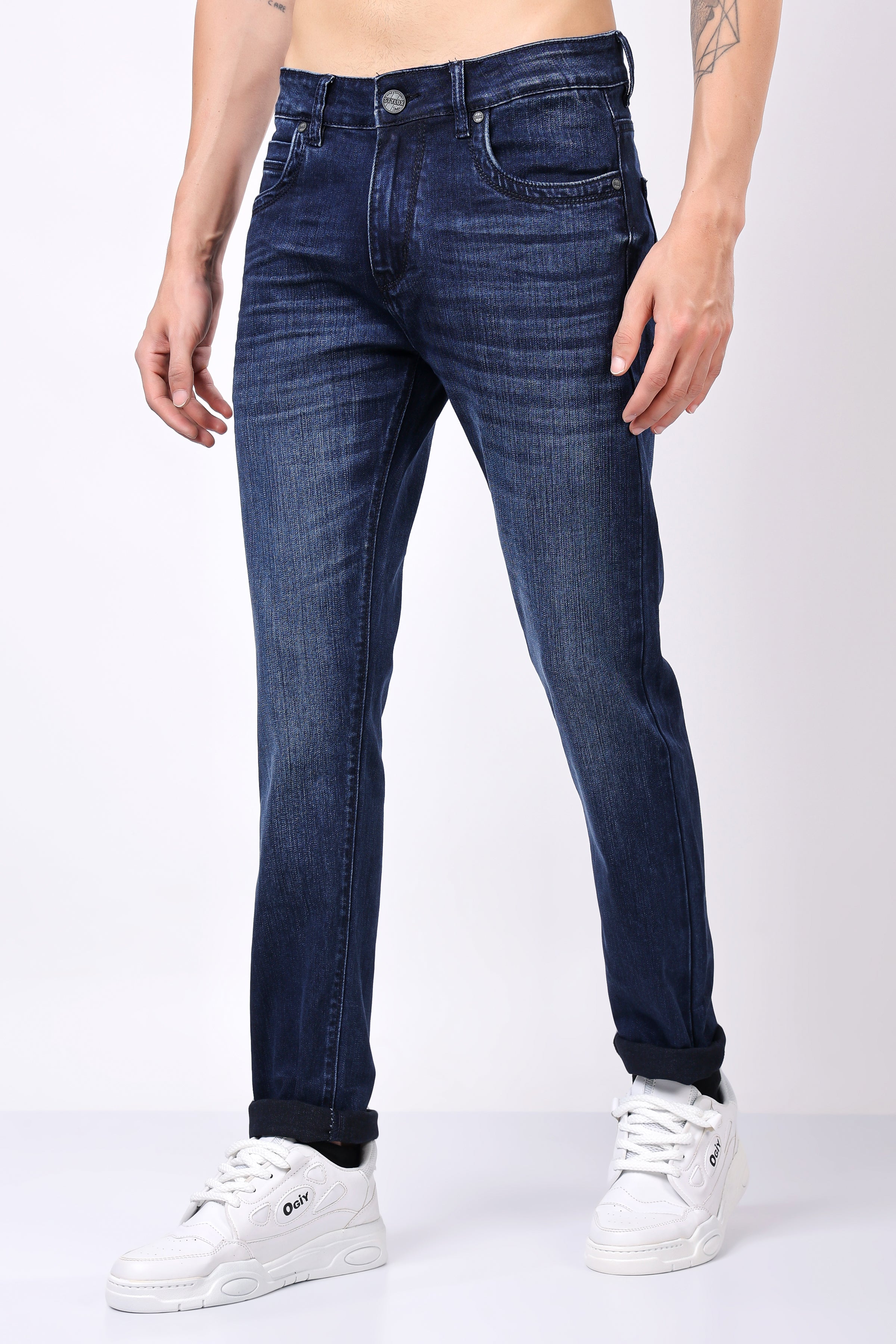 Stylox Slim Fit Denim Jeans - Dark Blue,