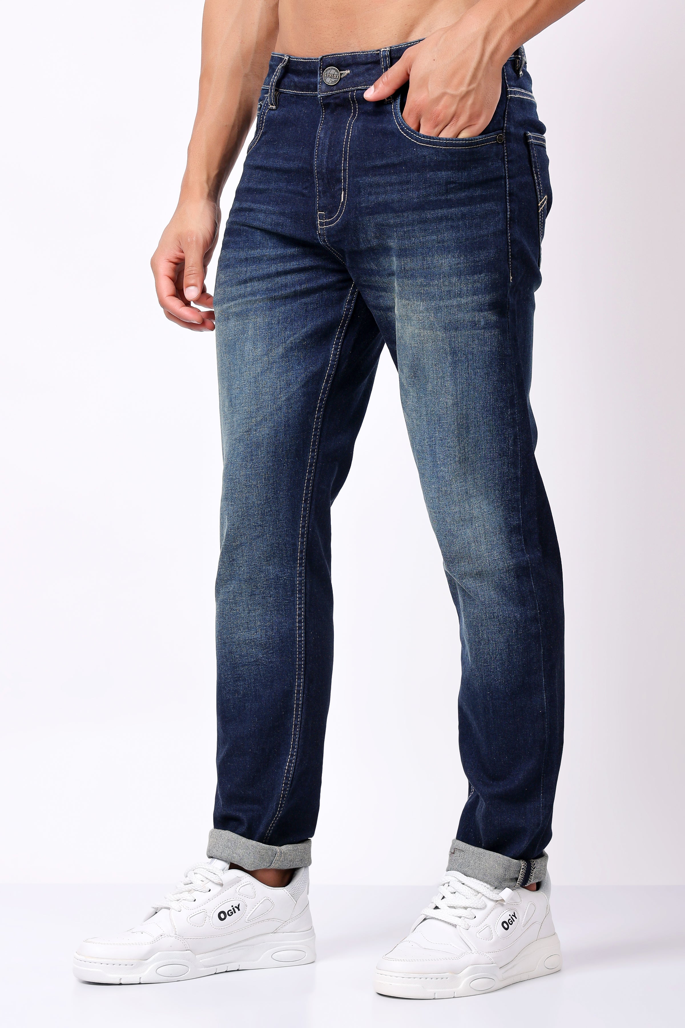Stylox Slim Fit Denim Jeans - Dark Blue,