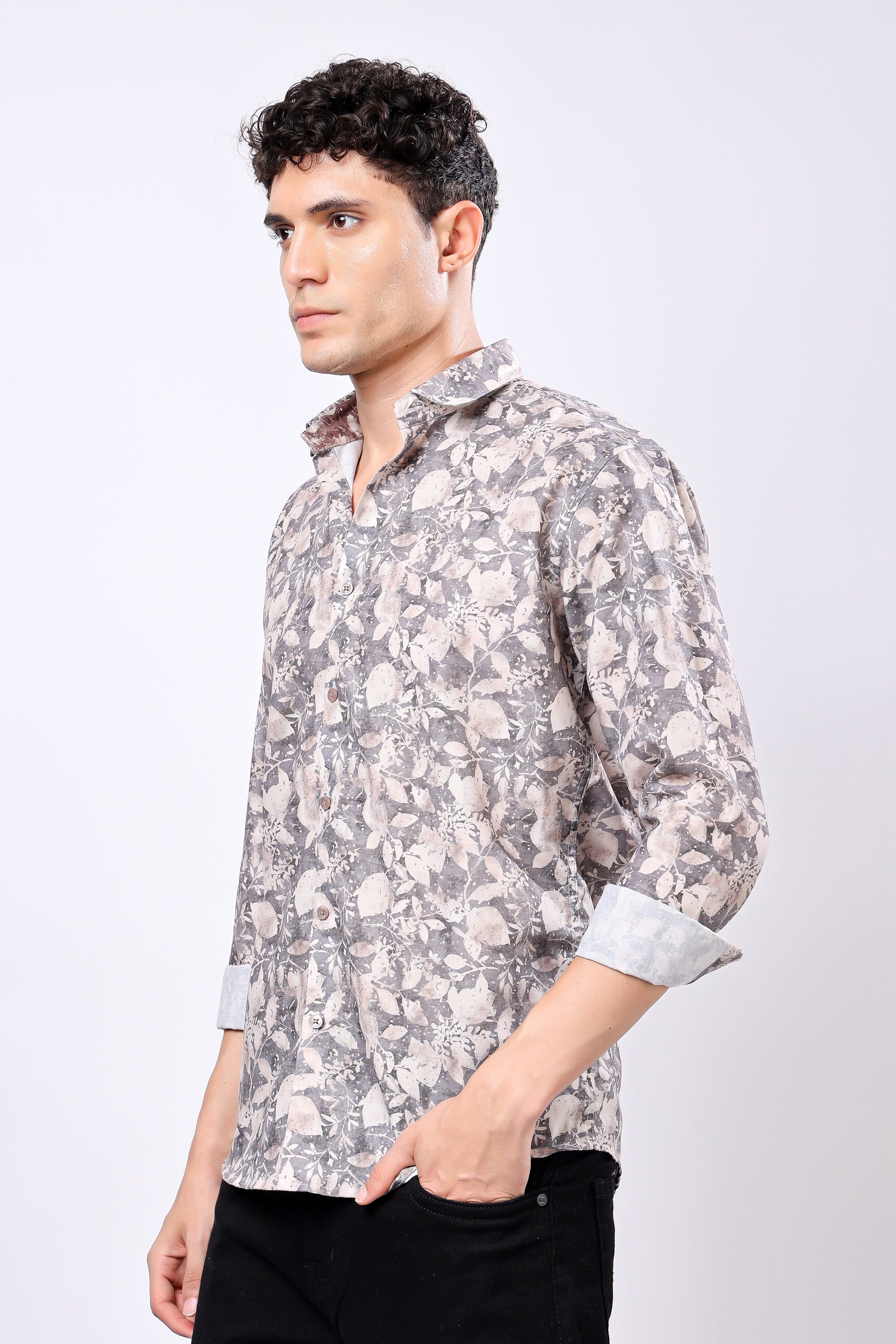 STYLOX Leaf Print Casual Full Sleeve Shirt