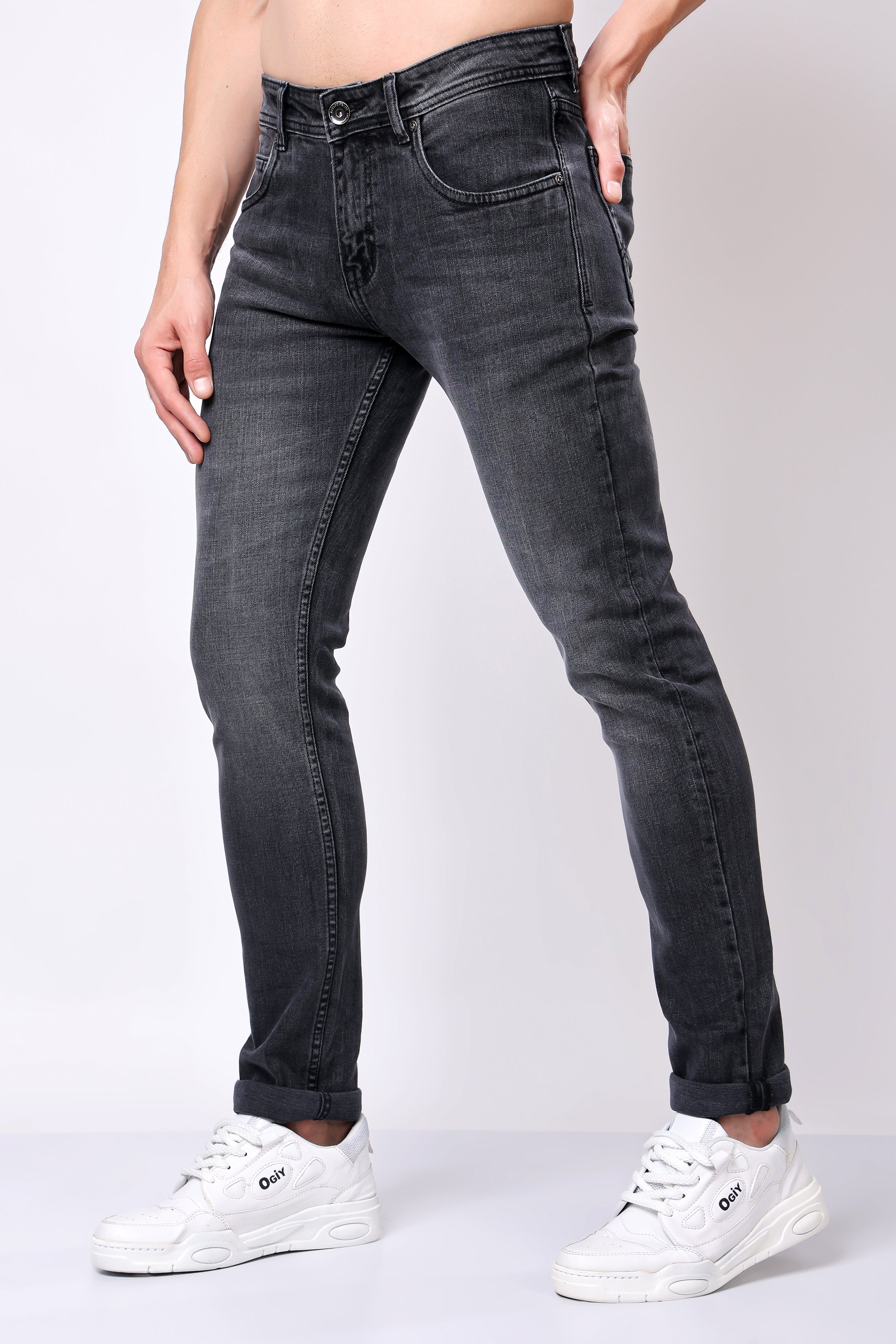 Stylox Men’s Slim Fit Denim Jeans - Dark Grey, Mid Dark Grey , Steal Grey & Mid Steal Grey