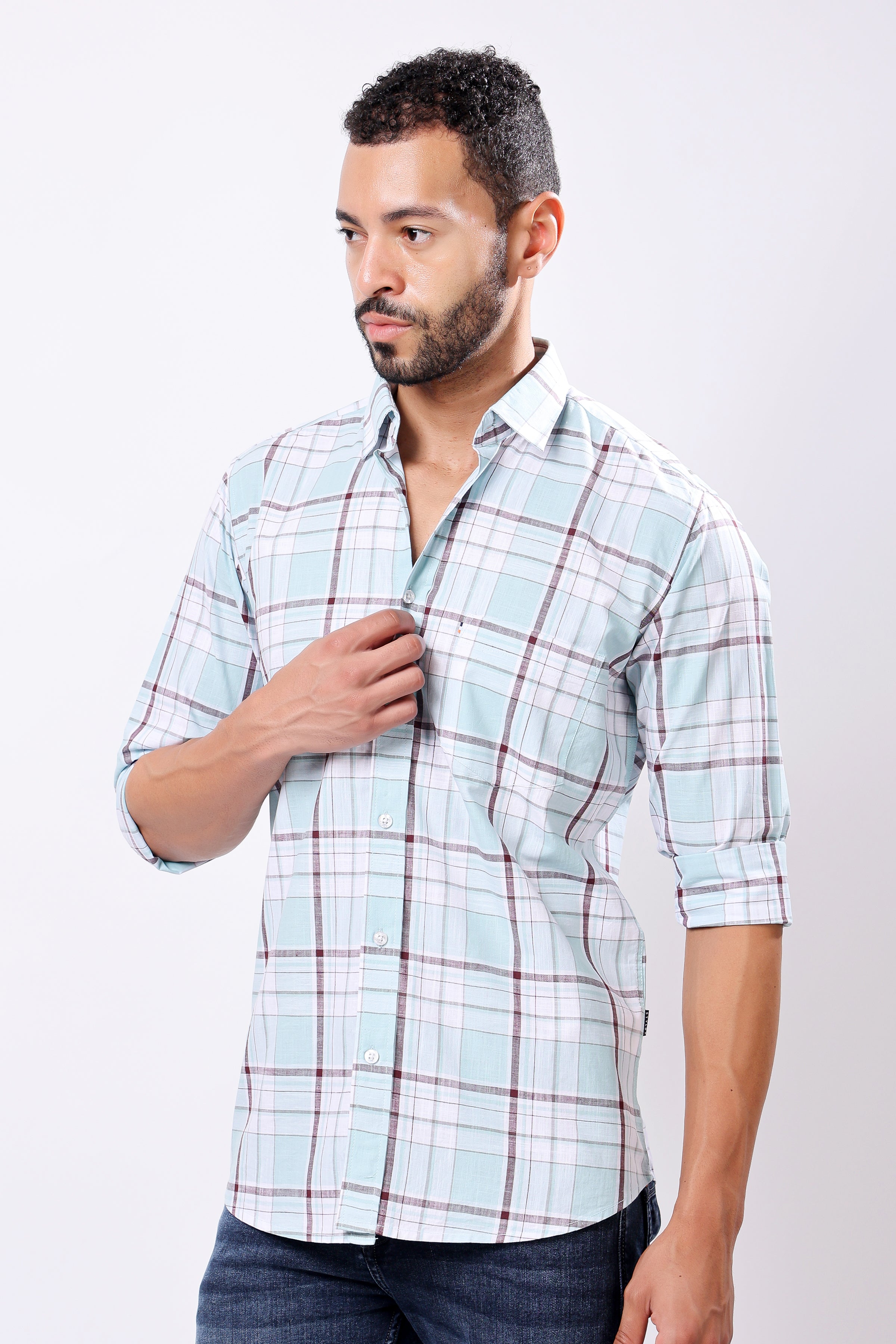 Stylox Regular Fit Full Sleeve Casual Check Shirt - Stylox