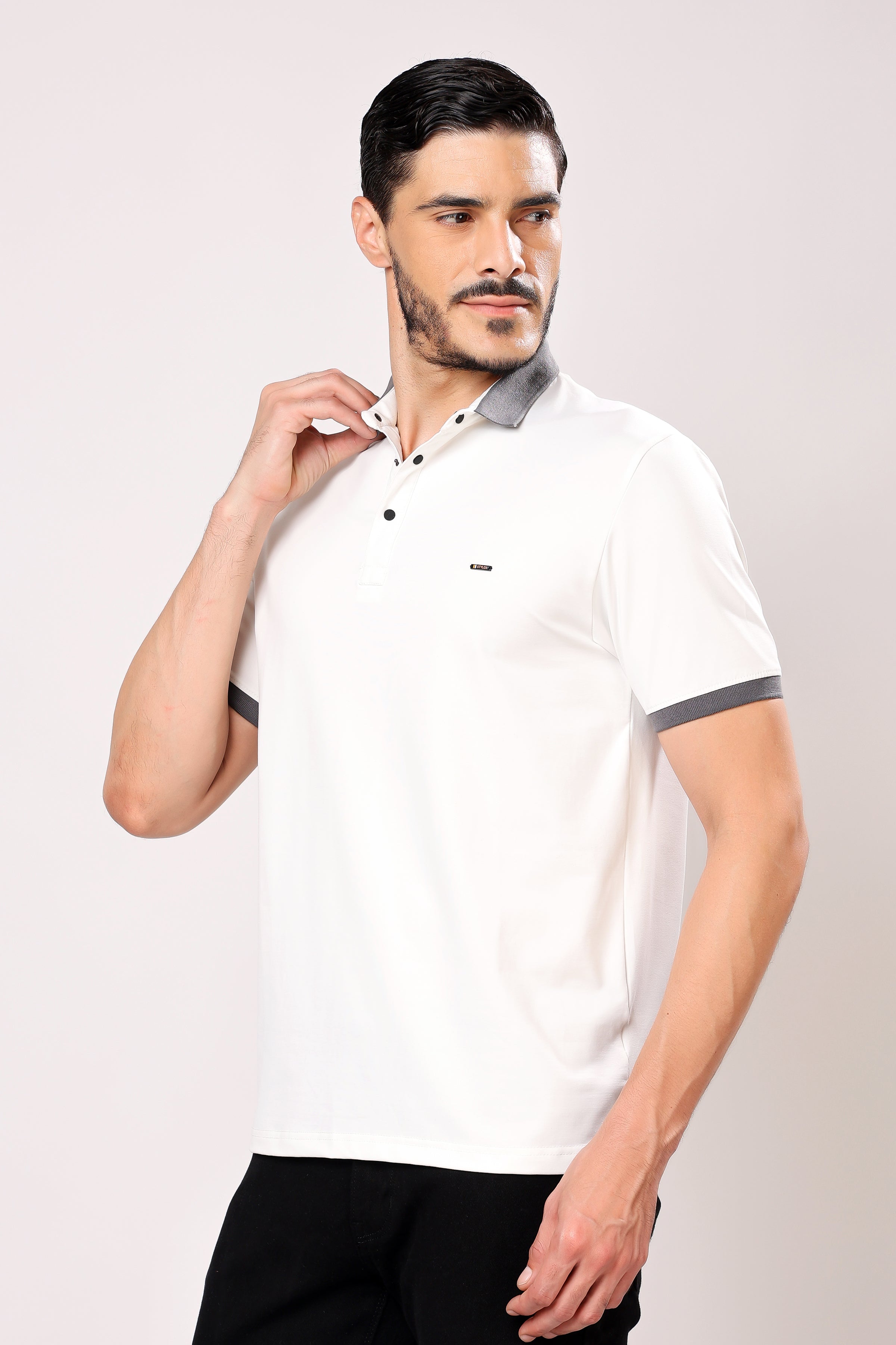 Stylox Men's Solid Polo Neck Casual T-Shirt - Stylox