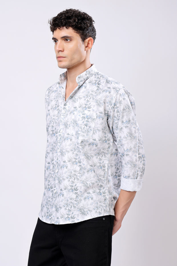 STYLOX FULL SLEEVE LEAF PRINT CASUAL SHIRT