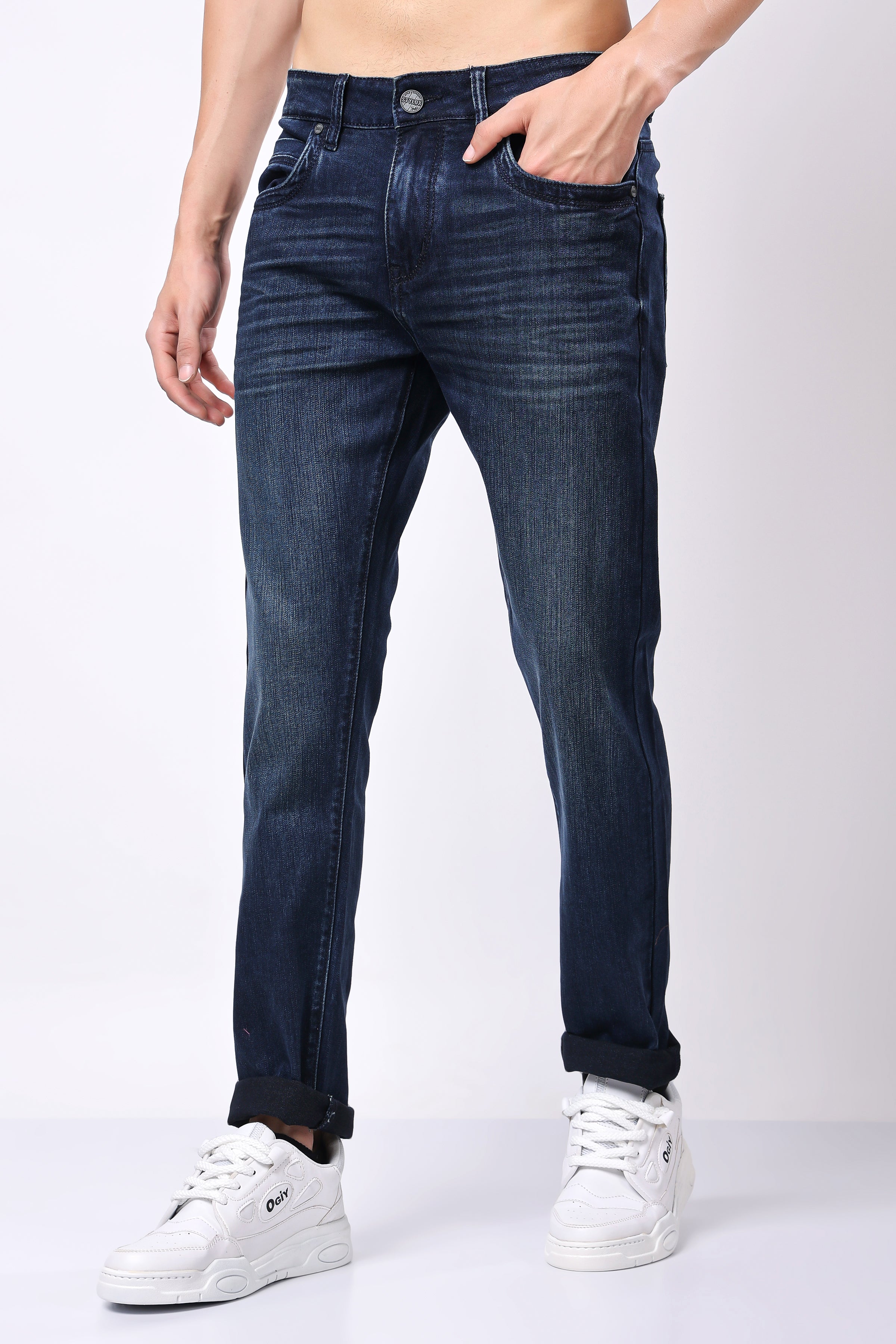 Stylox Slim Fit Denim Jeans - Dark Blue,