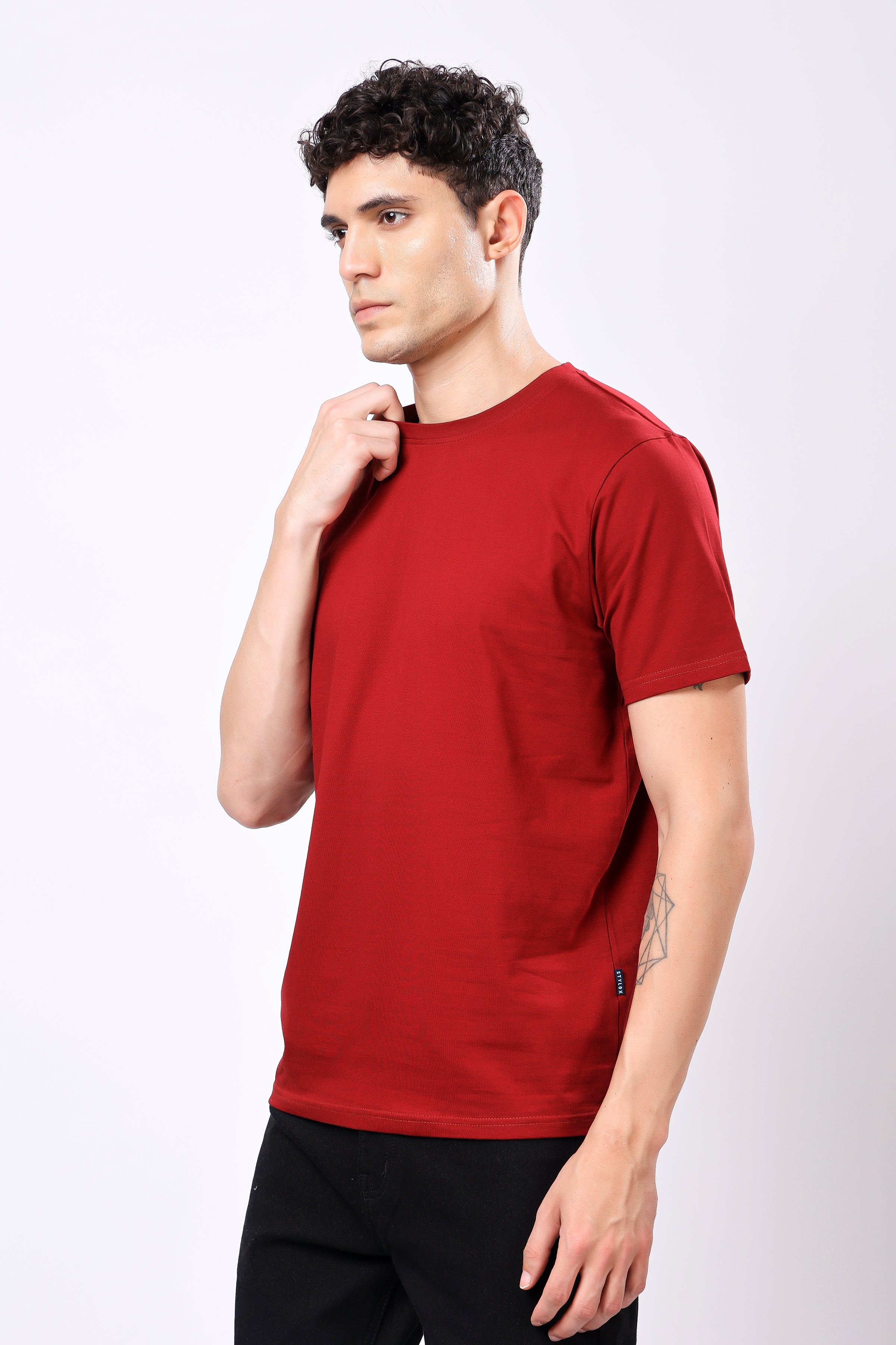 STYLOX Round Neck Solid T-Shirt - Stylox
