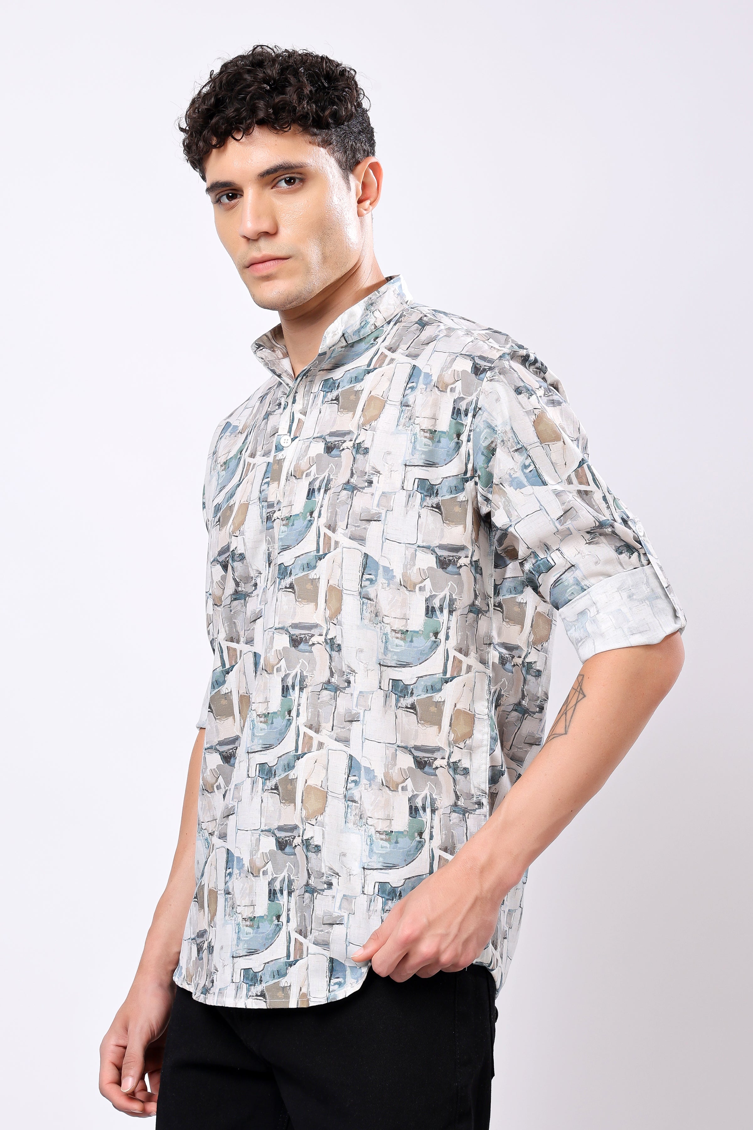 Stylox Printed Full Sleeve Casual Kurta For Men