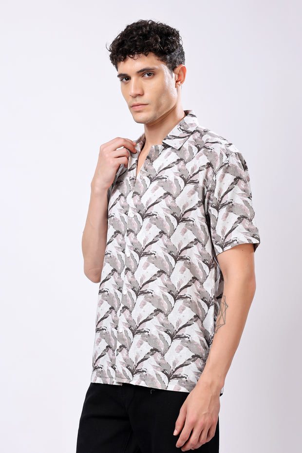 Stylox Half Sleeve Leaf Print Casual Shirt