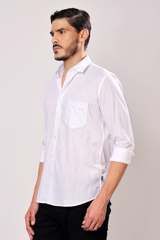 Stylox Men's Solid Full Sleeve Casual Shirt Color - White