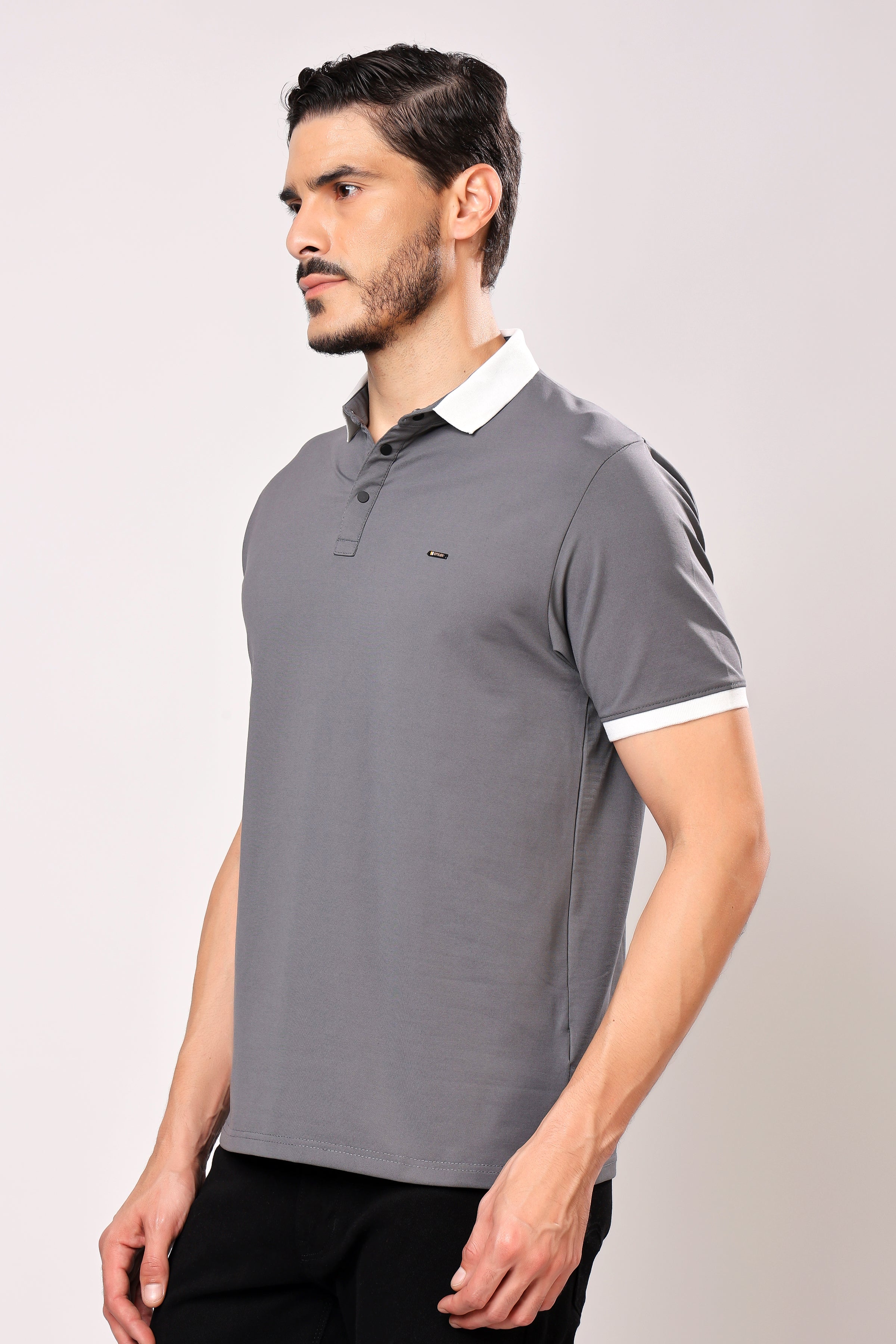 Stylox Men's Solid Polo Neck Casual T-Shirt - Stylox