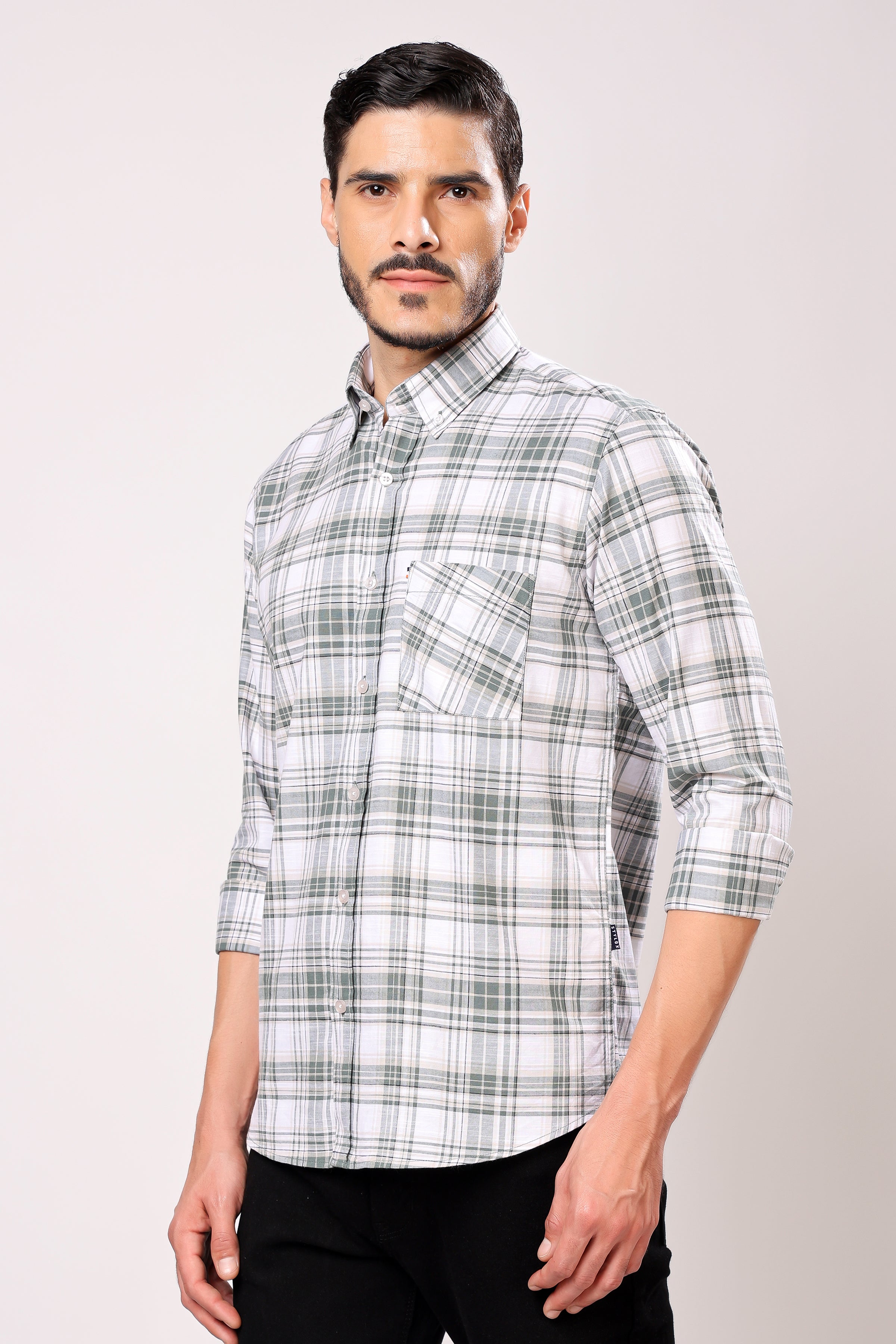 Stylox Men's Regular Fit Full Sleeve Casual Check Shirt - Stylox