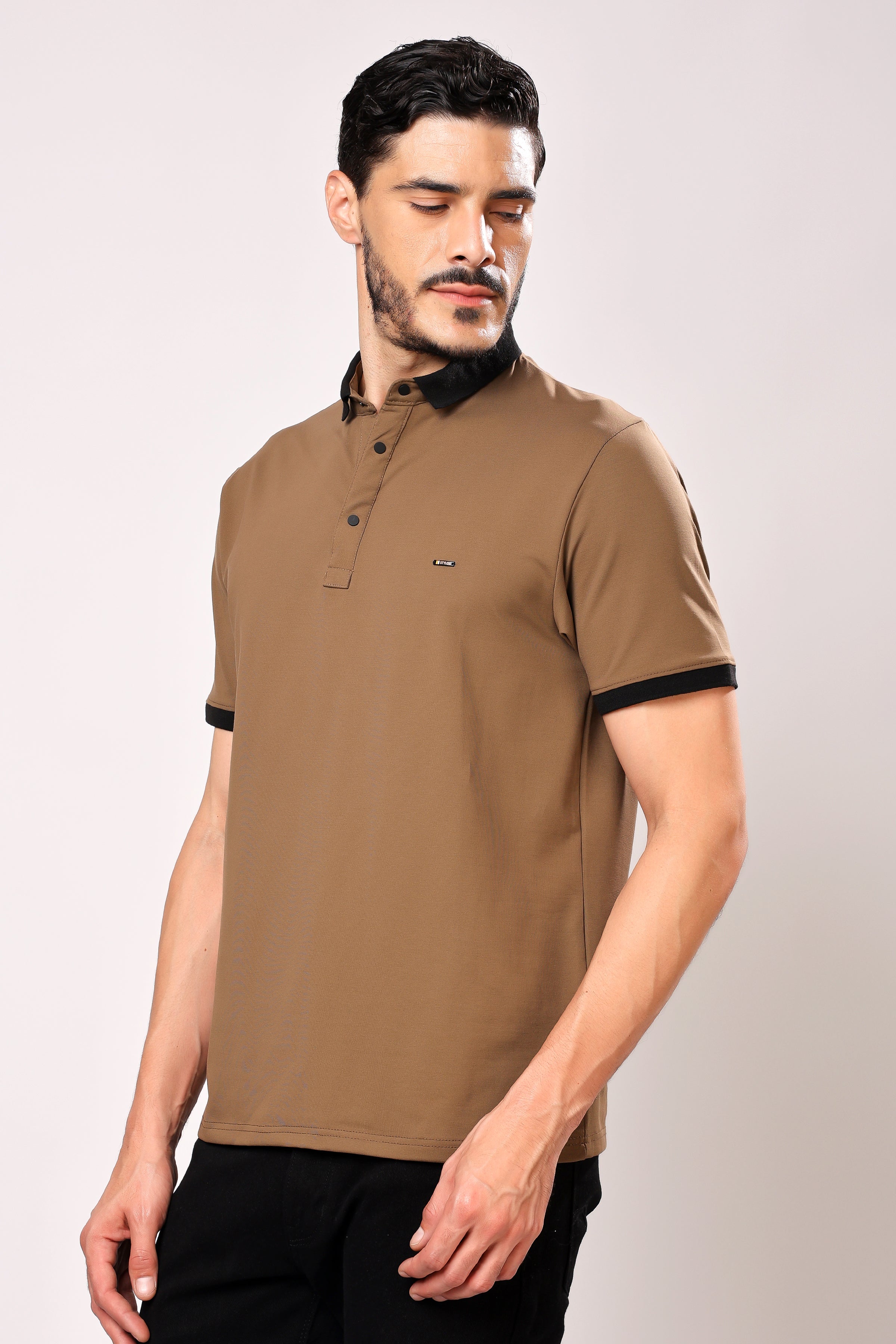 Stylox Men's Solid Polo Neck Casual T-Shirt - Stylox