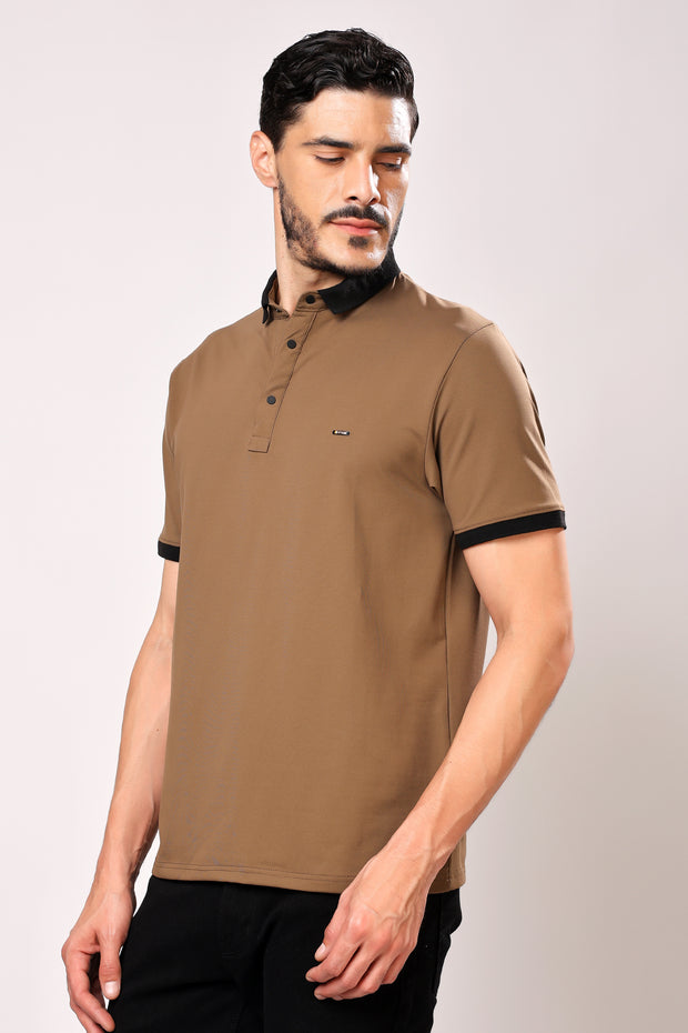 Stylox Men's Solid Polo Neck Casual T-Shirt