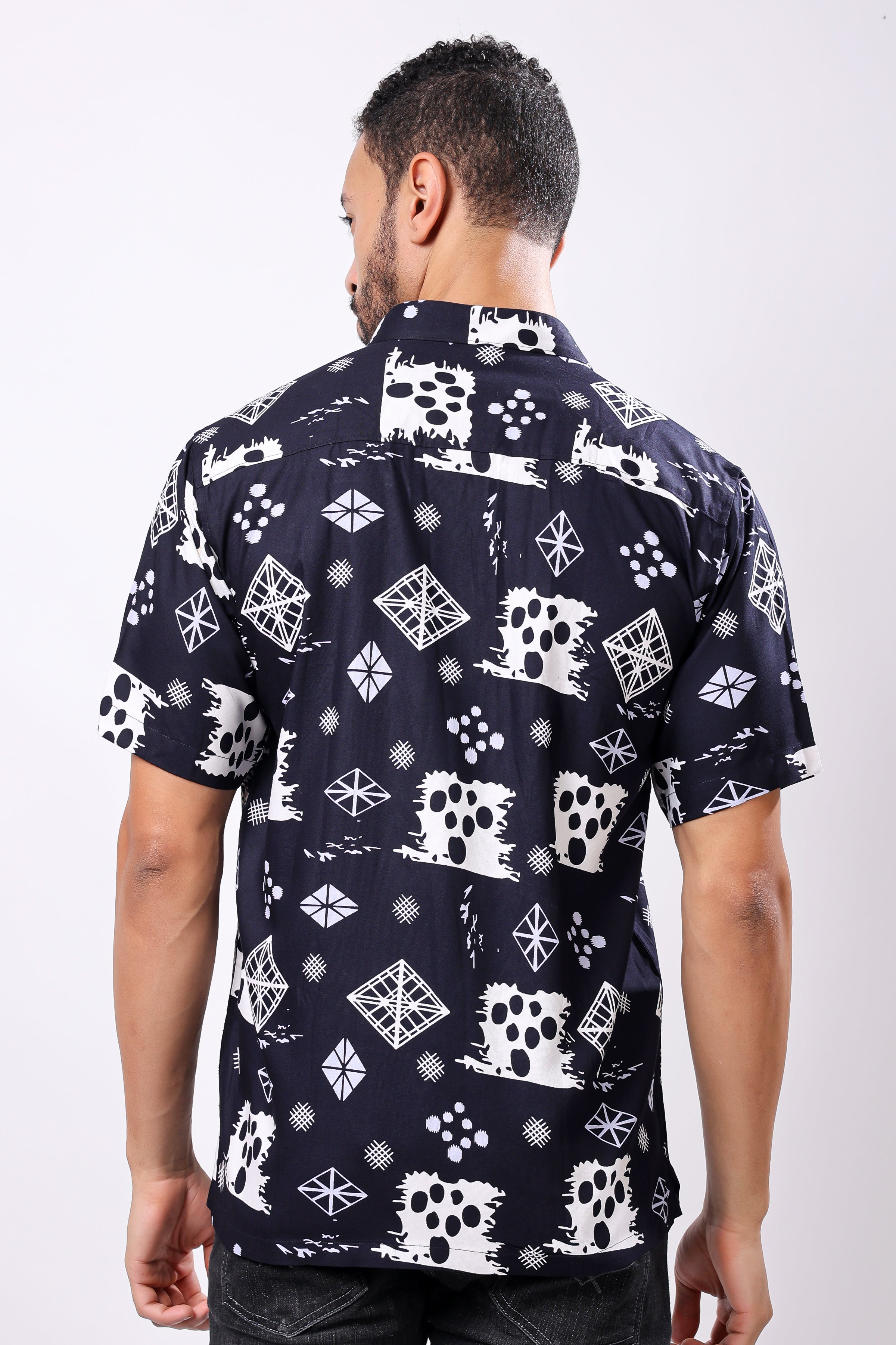 Stylox Men's Half Sleeve Abstract Print Casual Shirt – Stylish Printed Cotton Blend Shirt for Trendy Everyday Look - Stylox