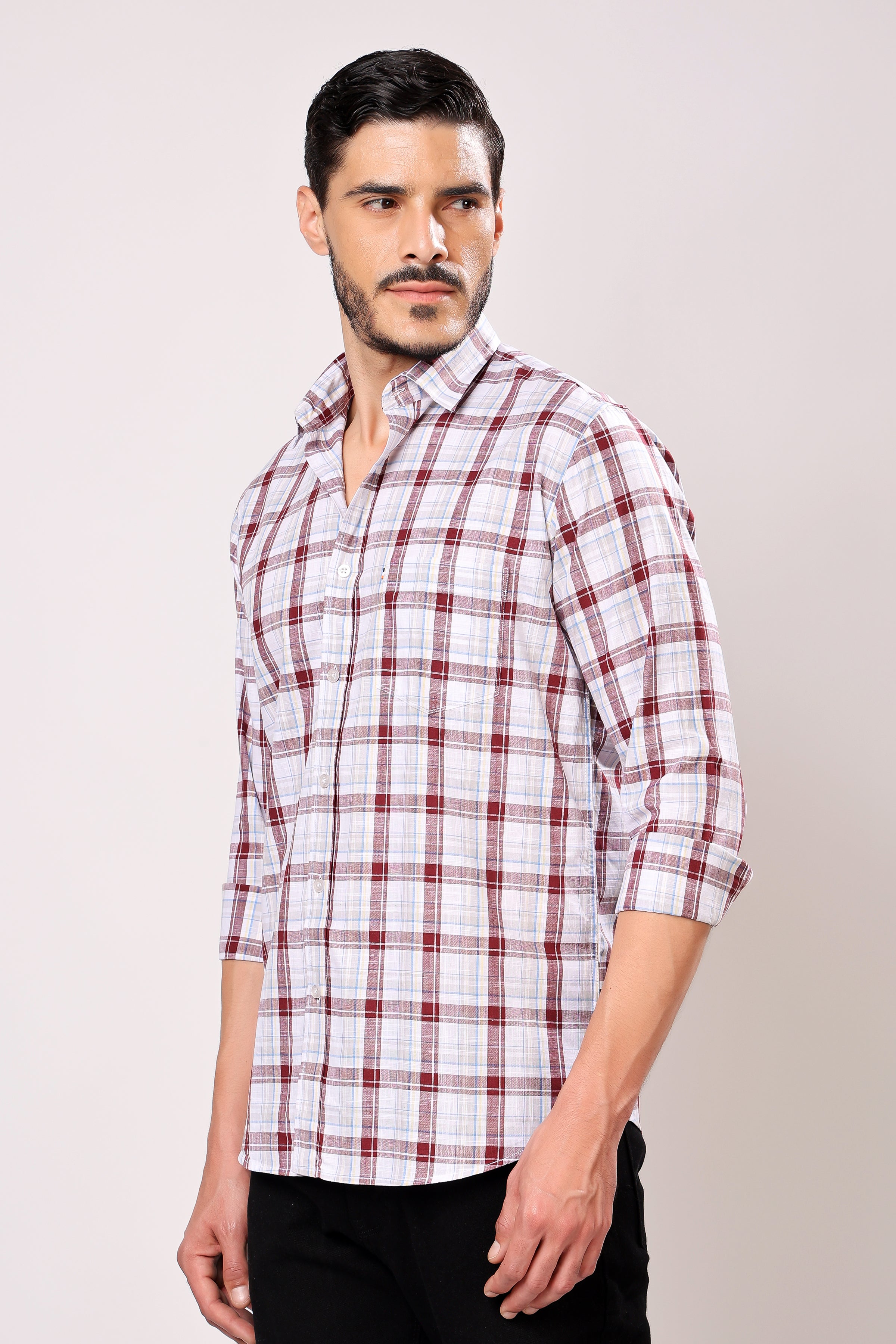 Stylox Men's Regular Fit Full Sleeve Casual Check Shirt - Stylox