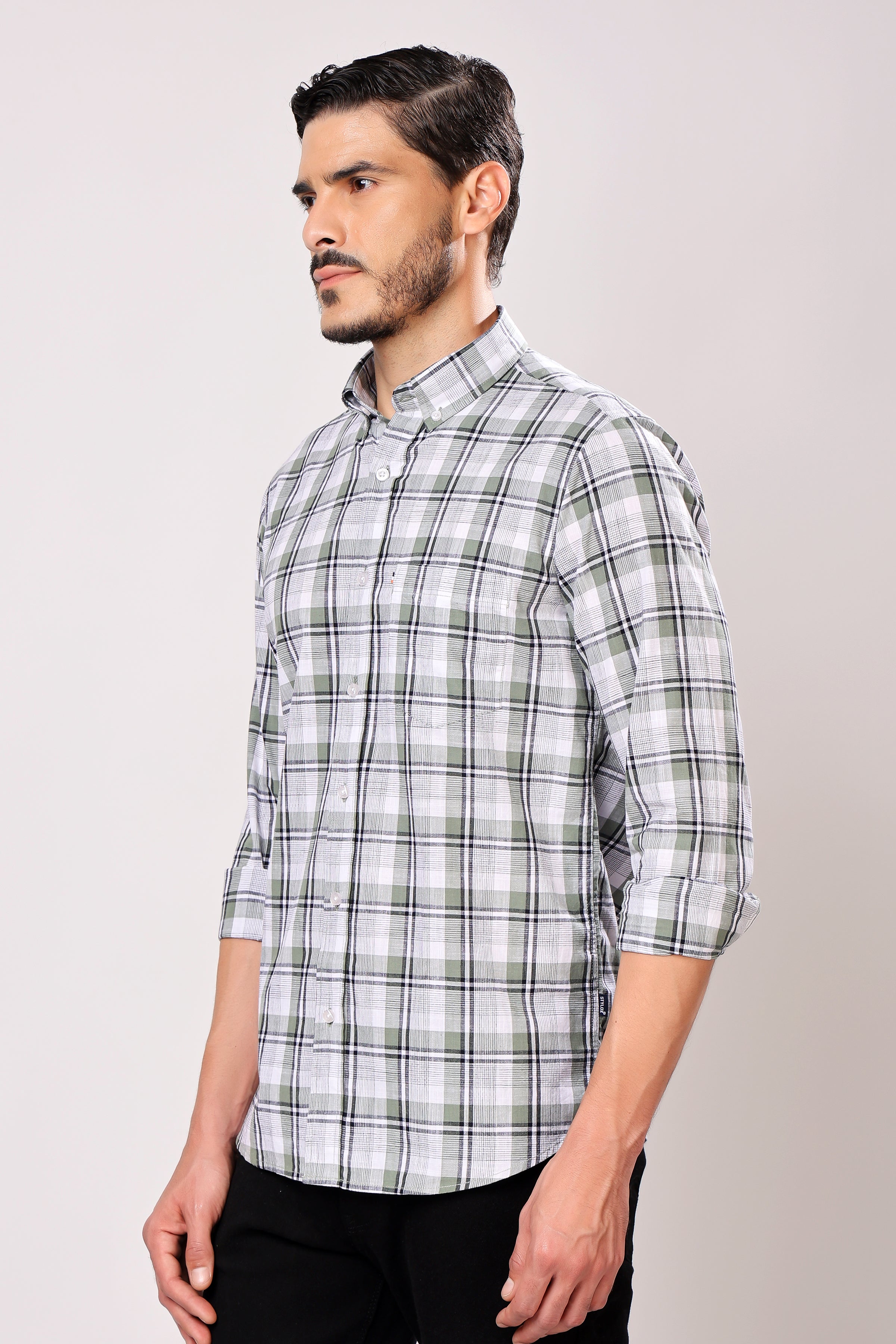 Stylox Regular Fit Full Sleeve Casual Check Shirt For Men - Stylox