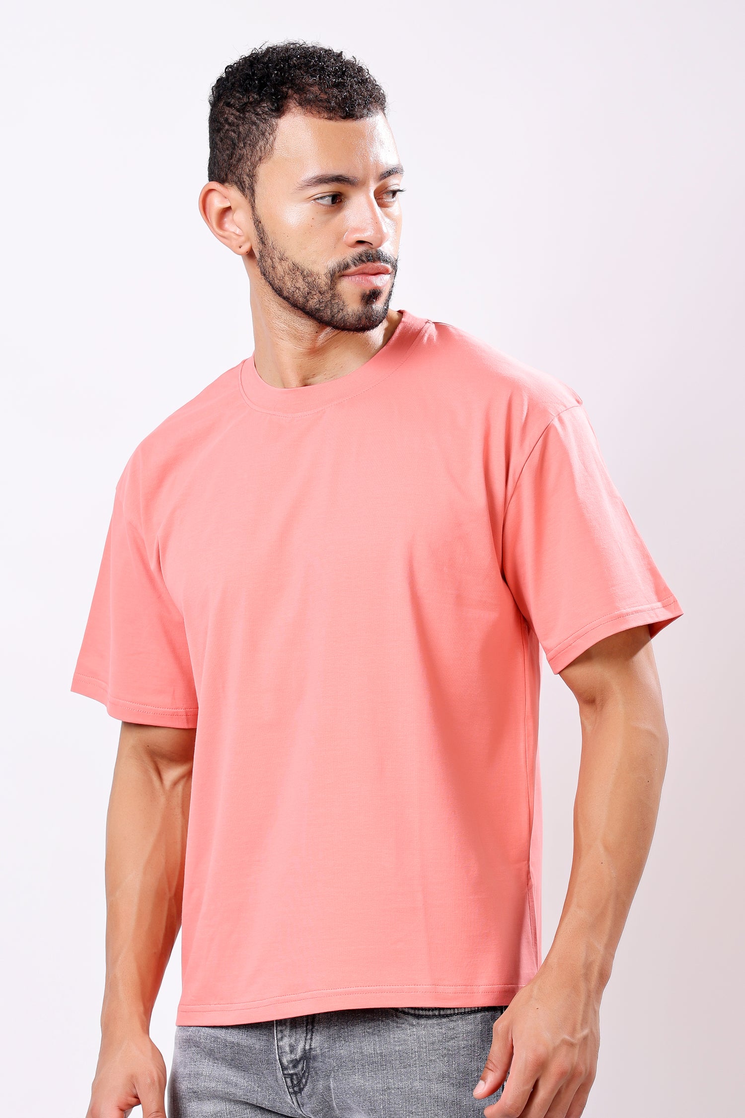 Stylox Men’s Drop Shoulder Round Neck Solid T-Shirt – Oversized Fit, Trendy &amp; Comfortable Casual Wear