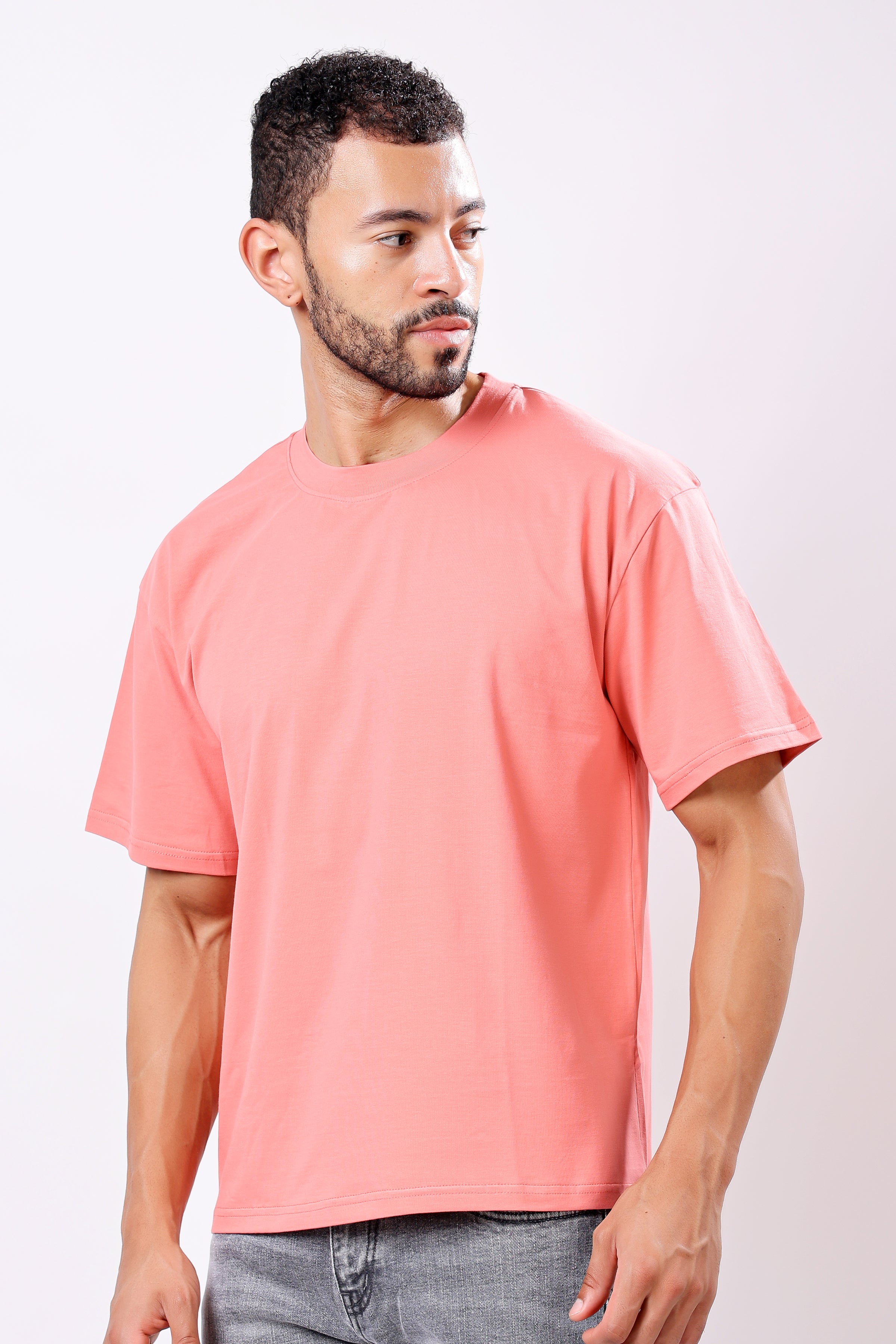 Stylox Men’s Drop Shoulder Round Neck Solid T-Shirt – Oversized Fit, Trendy &amp; Comfortable Casual Wear