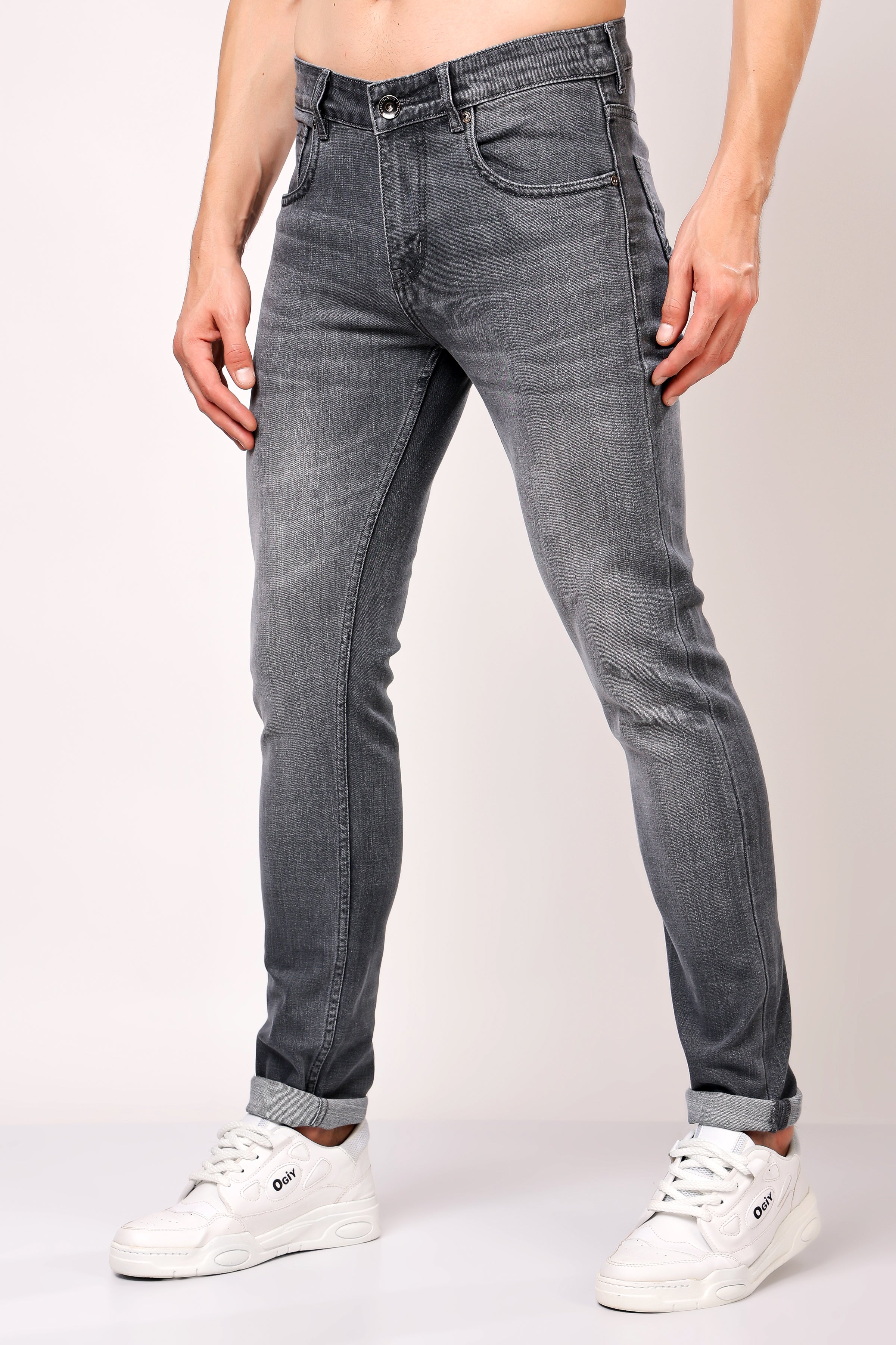 Stylox Men’s Slim Fit Denim Jeans - Dark Grey, Mid Dark Grey , Steal Grey & Mid Steal Grey