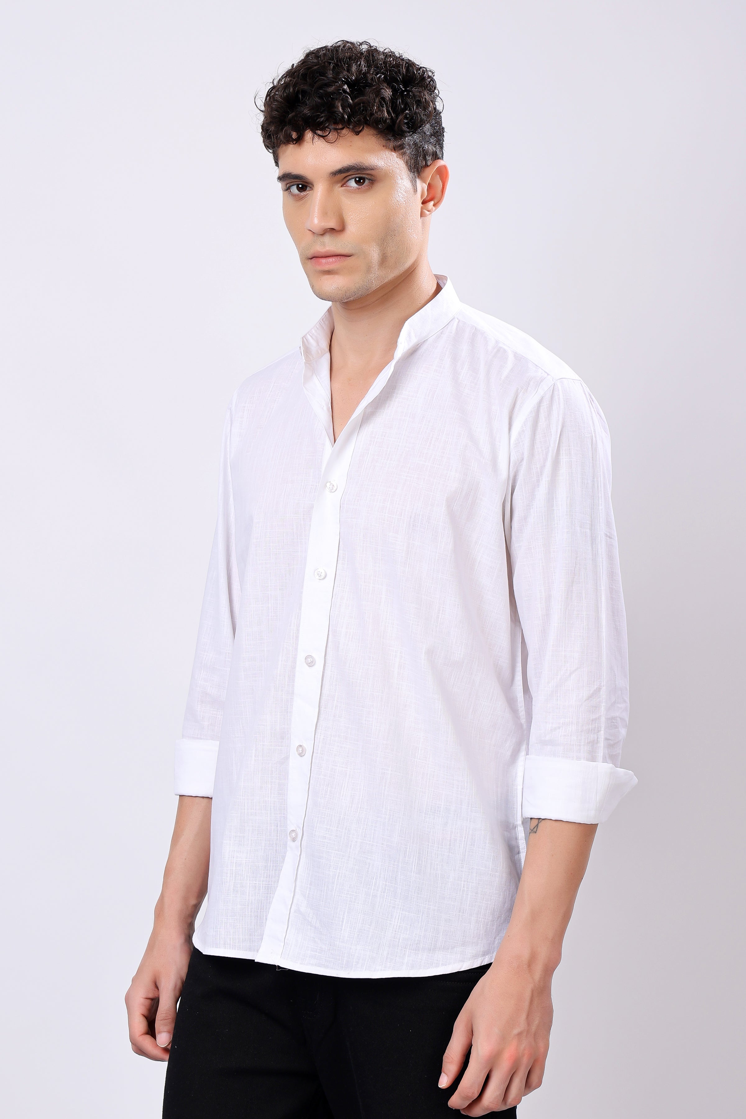 Stylox Regular Fit Full Sleeve Solid Casual White Shirt For Men