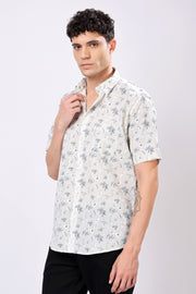 STYLOX HALF SLEEVE FLOWER LEAF PRINT CASUAL SHIRT