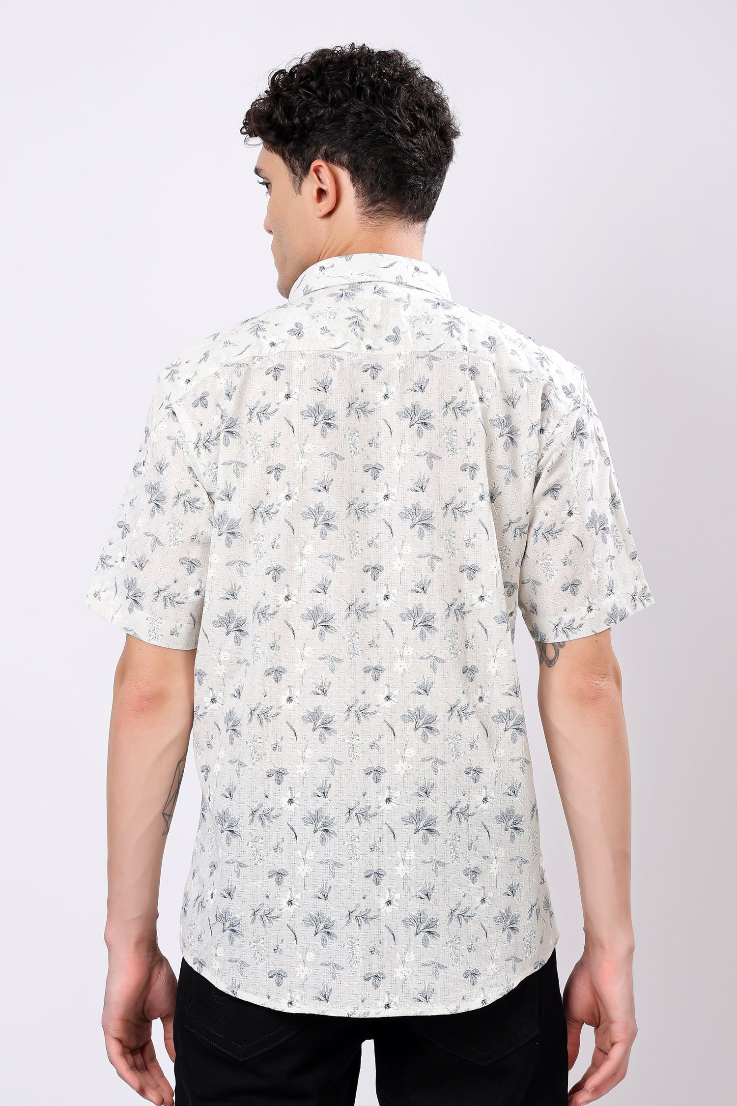 STYLOX HALF SLEEVE FLOWER LEAF PRINT CASUAL SHIRT
