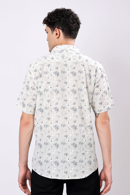 STYLOX HALF SLEEVE FLOWER LEAF PRINT CASUAL SHIRT