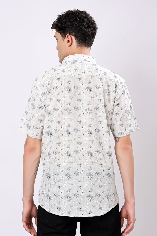 STYLOX HALF SLEEVE FLOWER LEAF PRINT CASUAL SHIRT