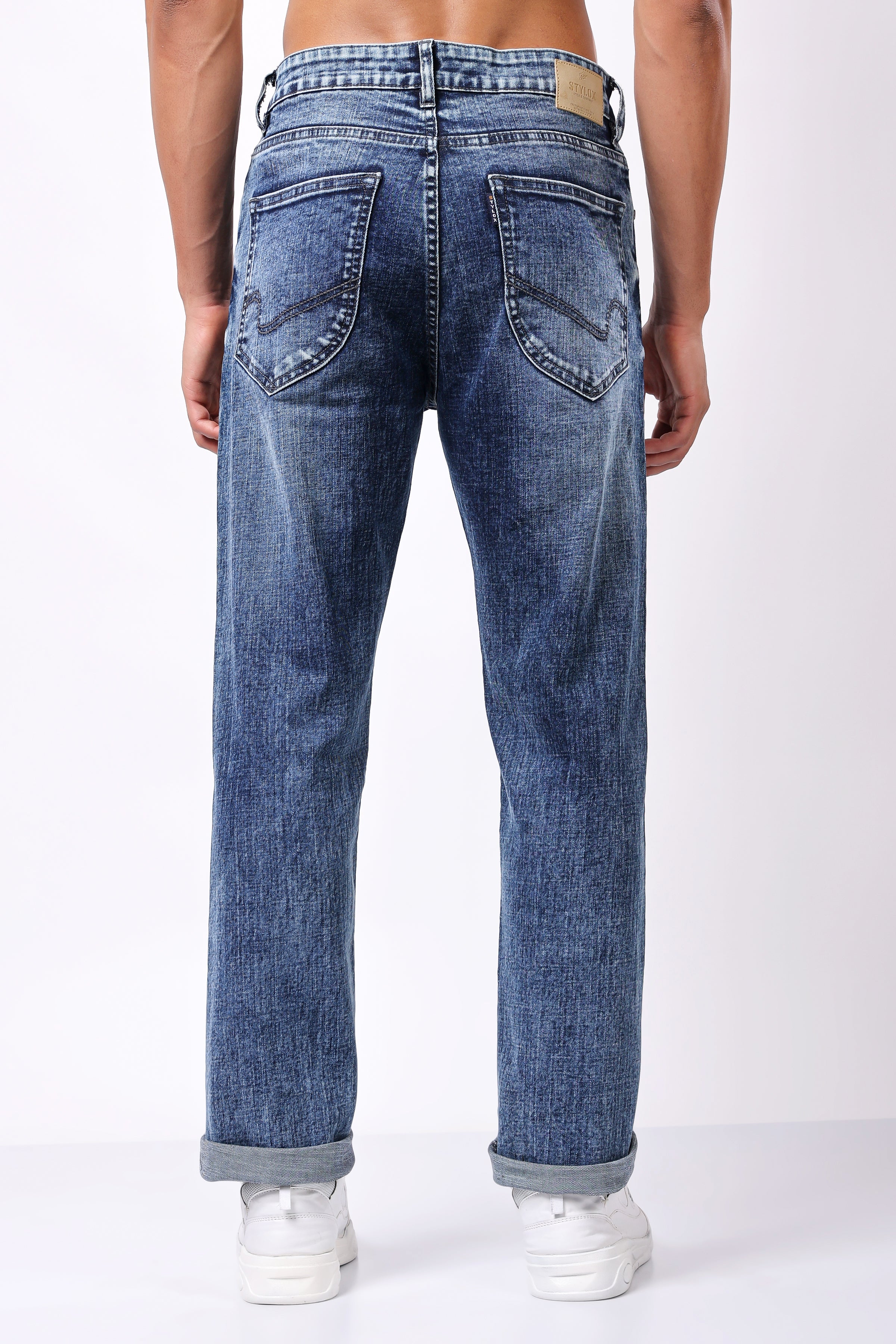 Stylox Men’s Relaxed Fit Denim Jeans - Dark Blue, Light Blue