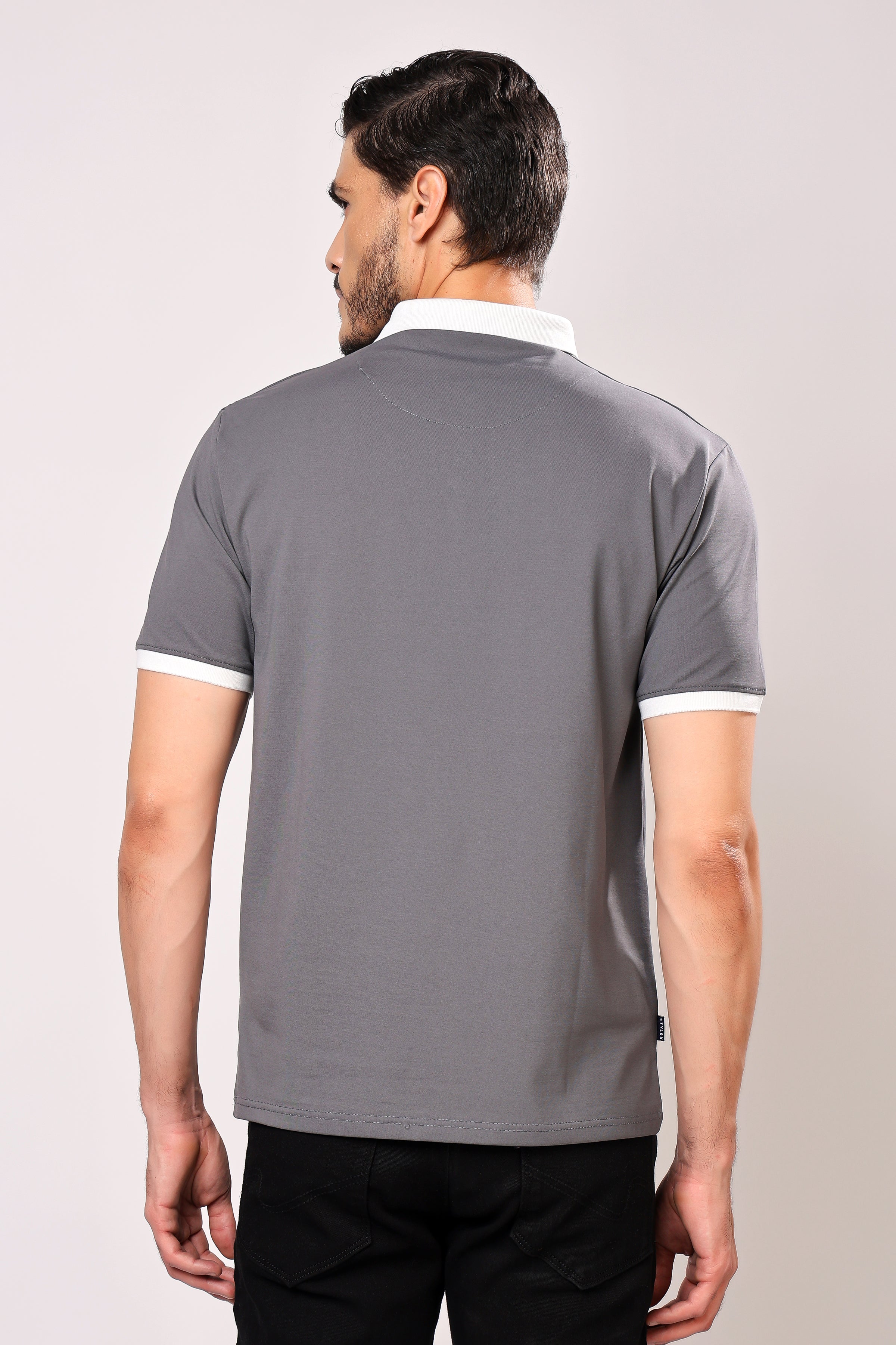 Stylox Men's Solid Polo Neck Casual T-Shirt - Stylox