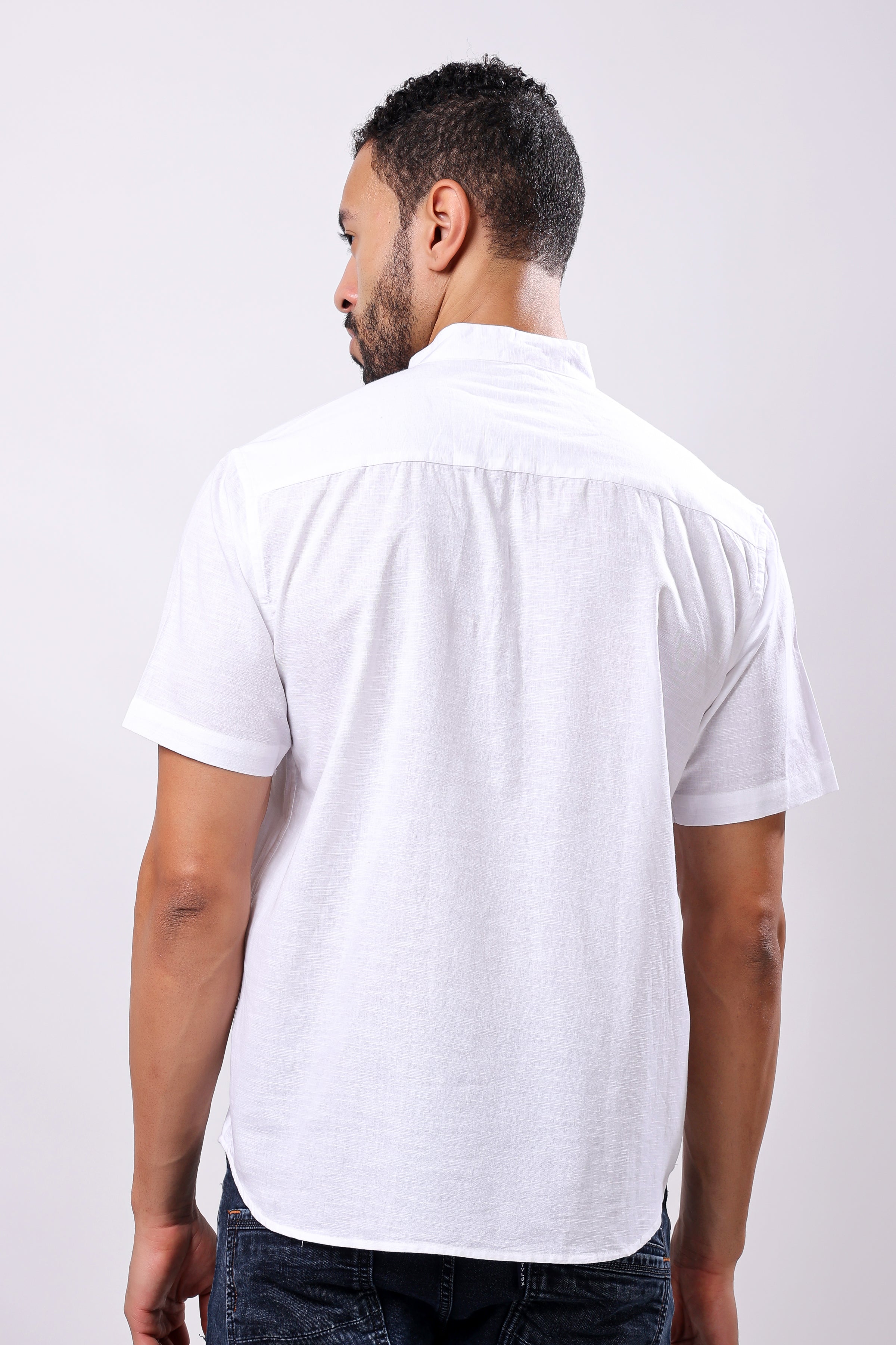 Stylox Men's Half Sleeve Solid Kurta (White) - Stylox