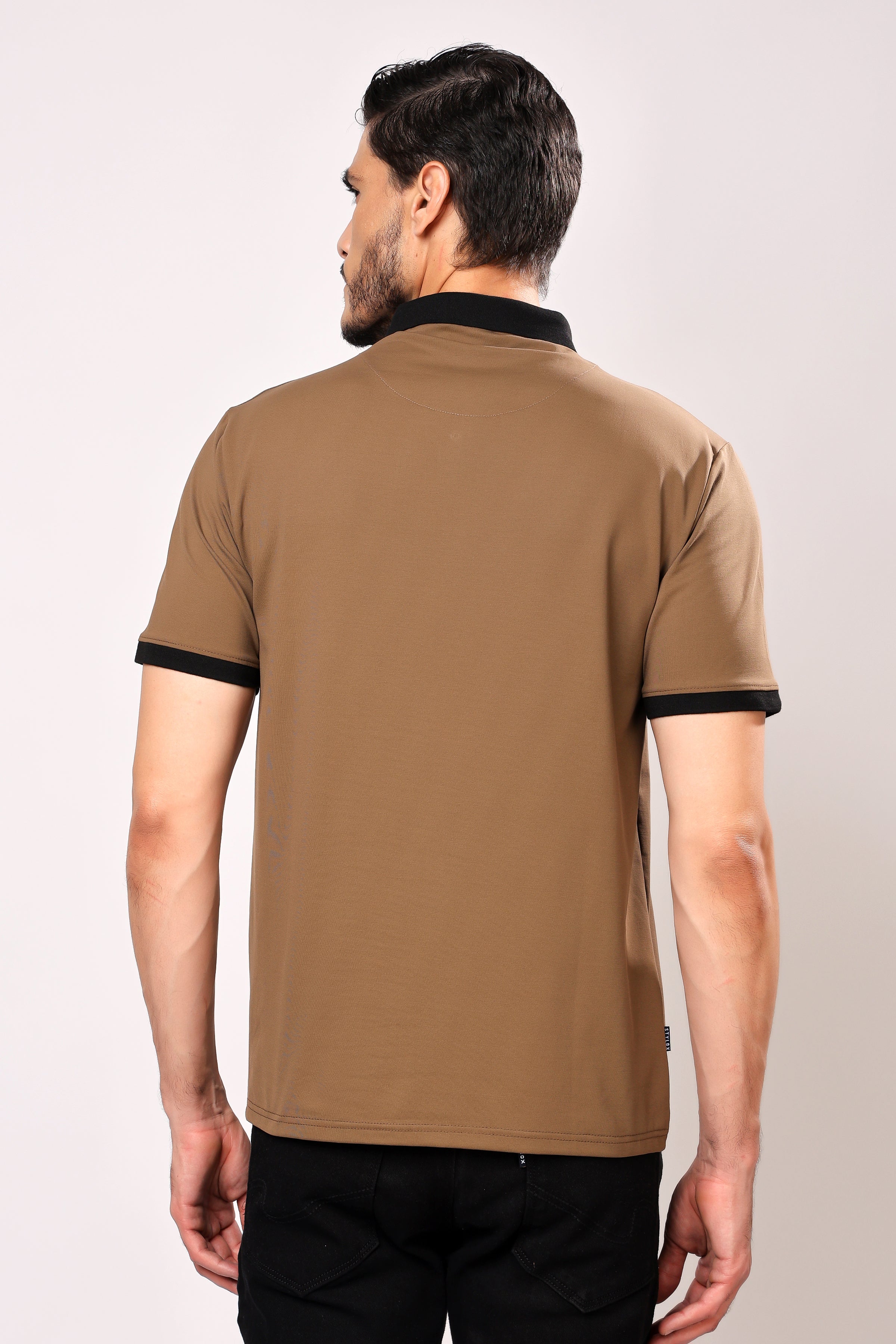 Stylox Men's Solid Polo Neck Casual T-Shirt - Stylox