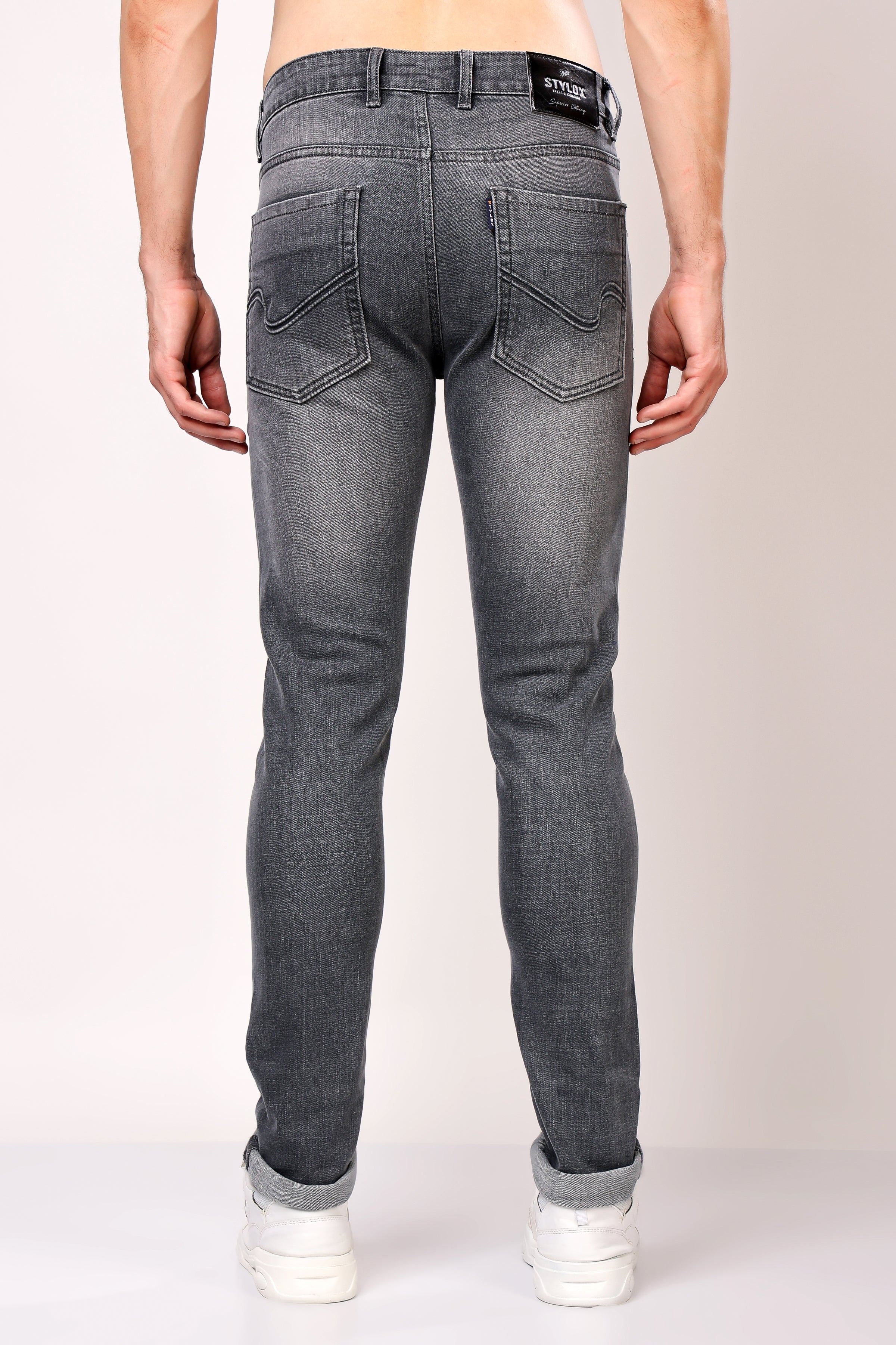 Stylox Men’s Slim Fit Denim Jeans - Dark Grey, Mid Dark Grey , Steal Grey & Mid Steal Grey