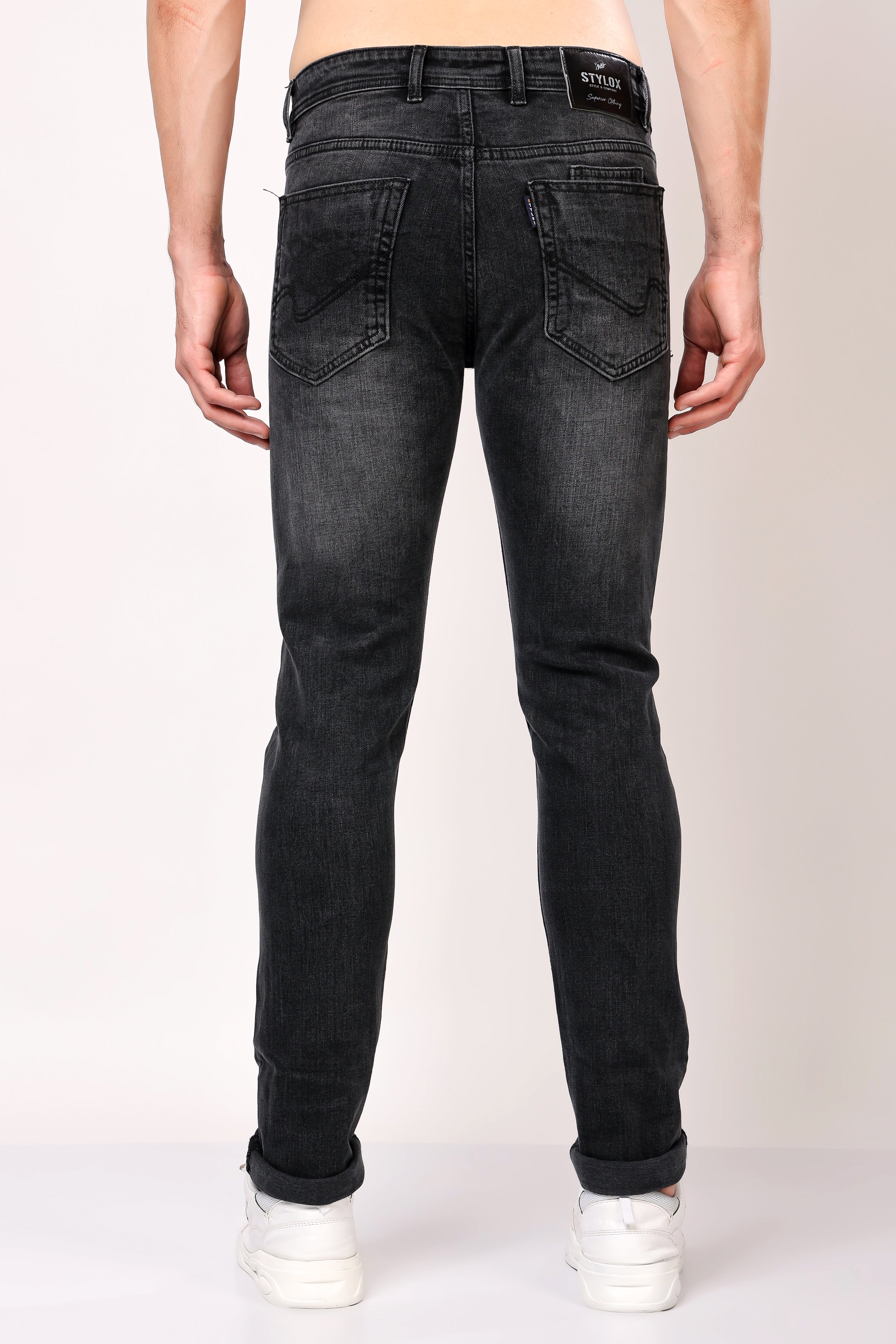 Stylox Men’s Slim Fit Denim Jeans - Dark Grey, Mid Dark Grey , Steal Grey & Mid Steal Grey