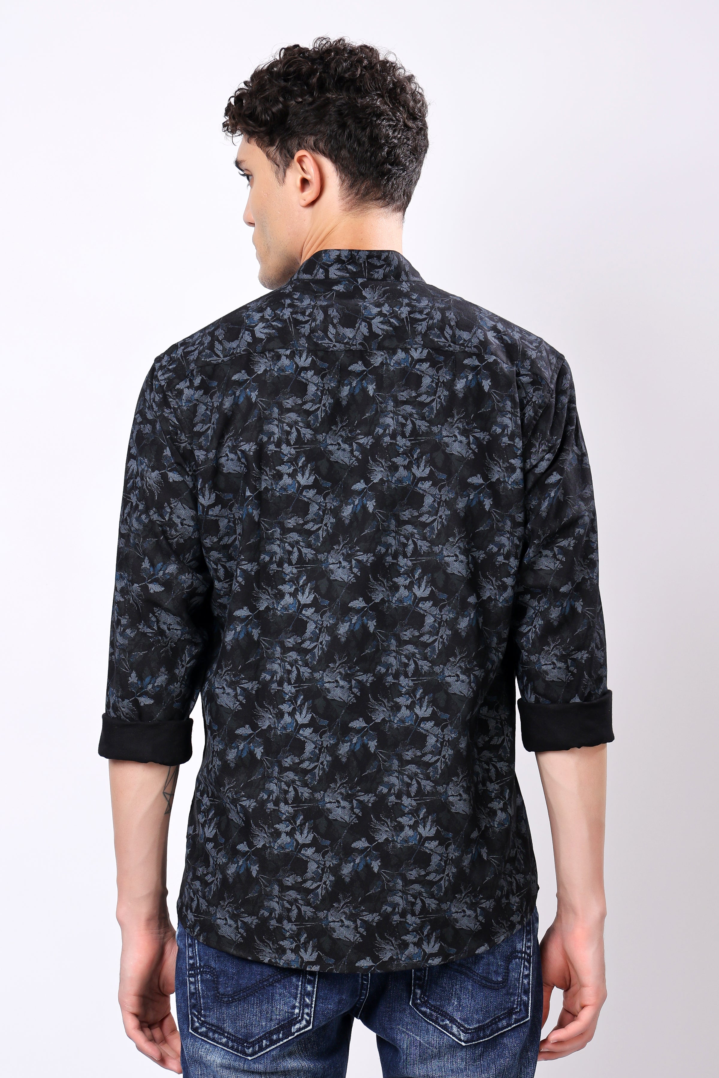 Stylox Full Sleeve Leaf Print Casual Shirt