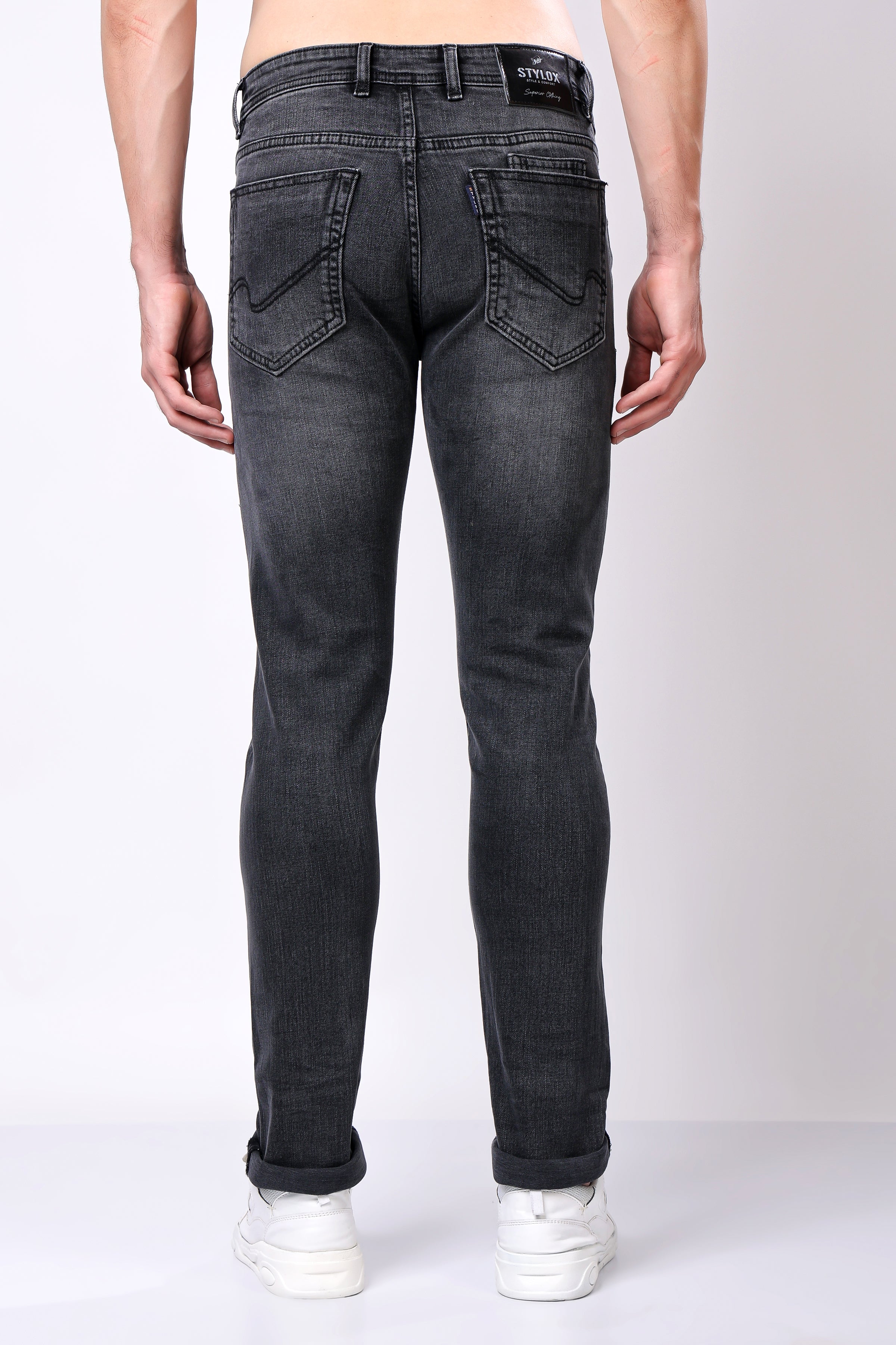 Stylox Men’s Slim Fit Denim Jeans - Dark Grey, Mid Dark Grey , Steal Grey & Mid Steal Grey