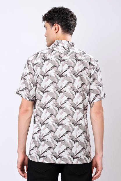 Stylox Half Sleeve Leaf Print Casual Shirt