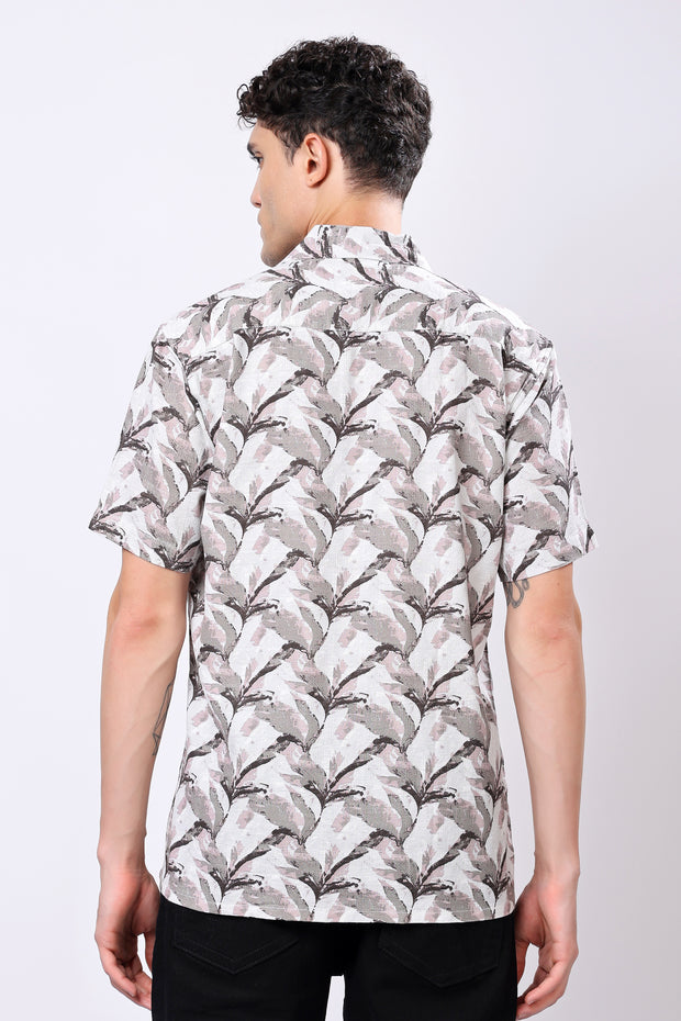 Stylox Half Sleeve Leaf Print Casual Shirt