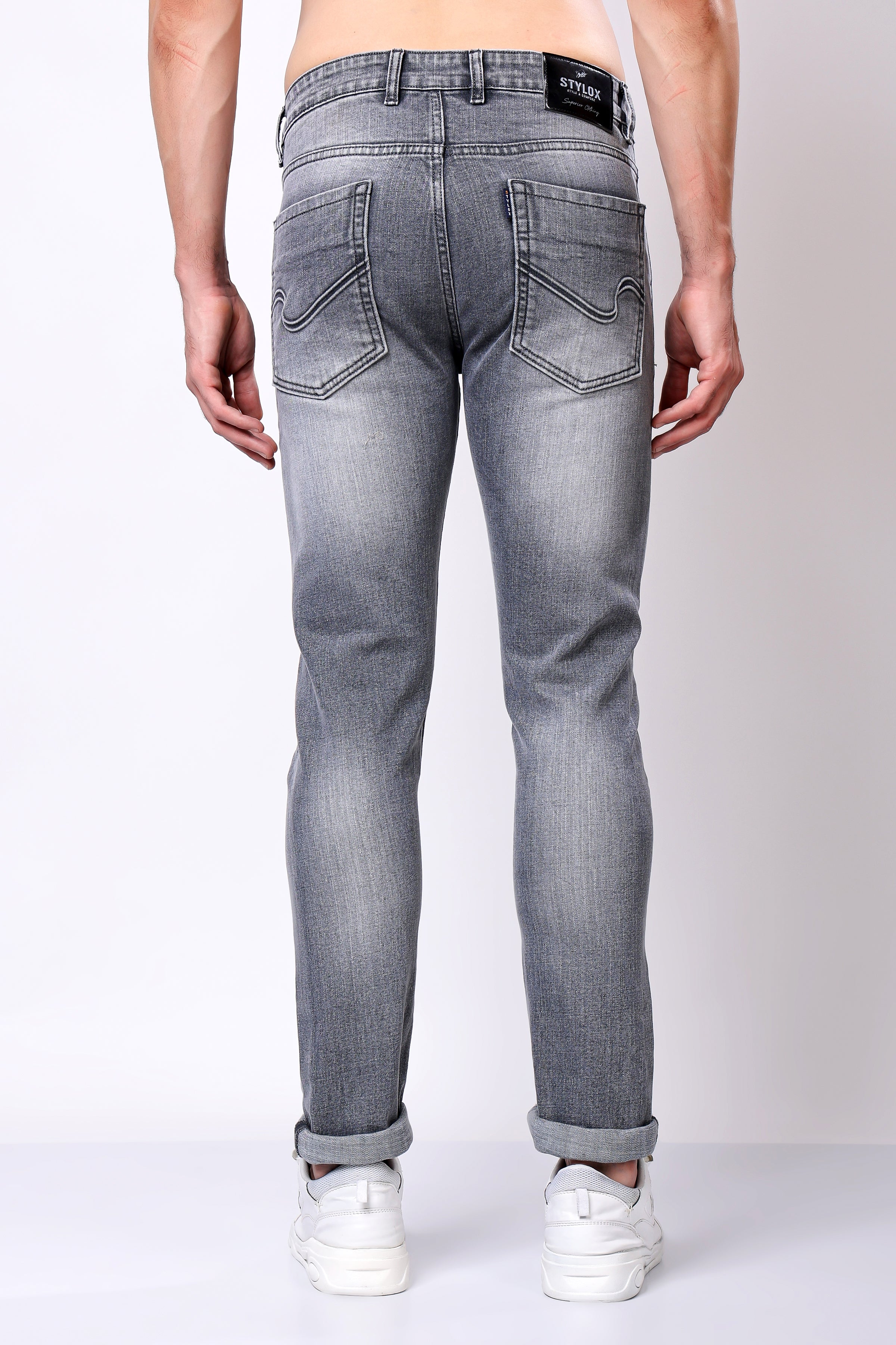 Stylox Men’s Slim Fit Denim Jeans - Dark Grey, Mid Dark Grey , Steal Grey & Mid Steal Grey