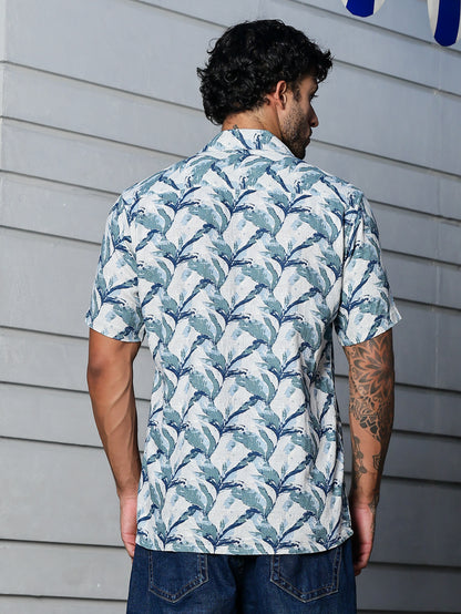 Stylox Half Sleeve Leaf Print Casual Shirt For Men
