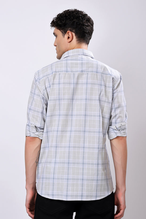 Stylox Olive Green Check Shirt For Men