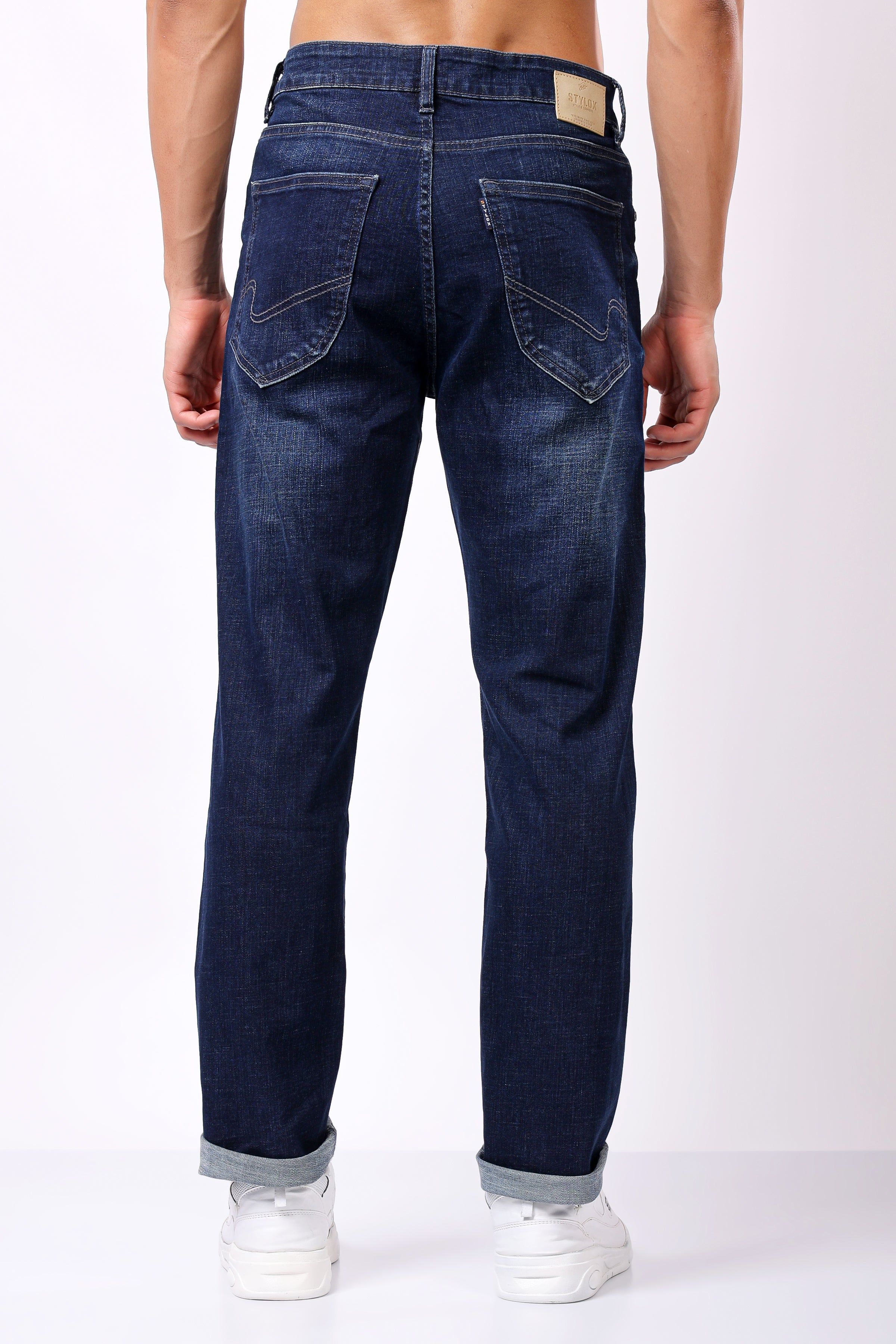 Stylox Men’s Relaxed Fit Denim Jeans - Dark Blue, Light Blue