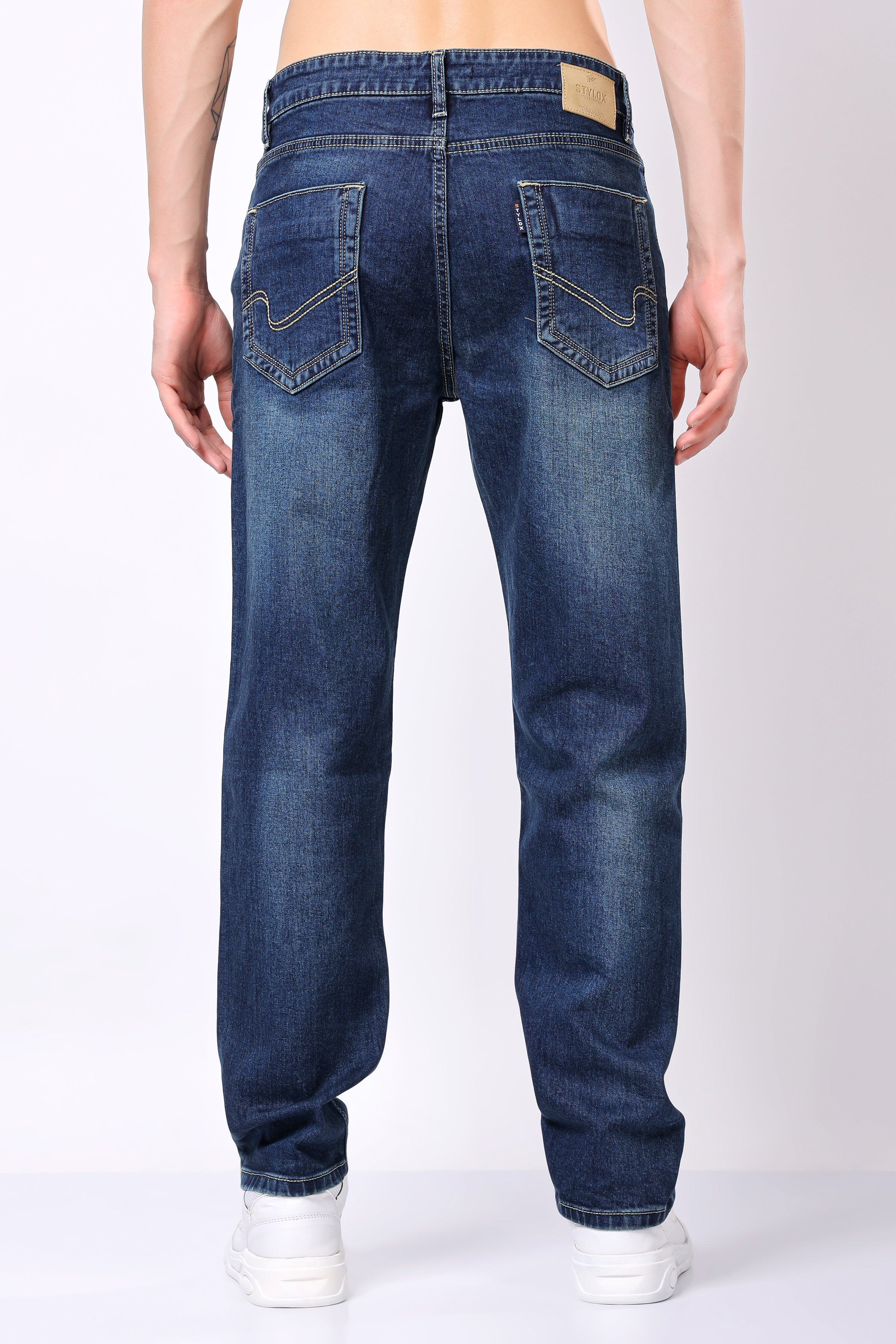 Stylox Men's Relaxed Fit Washed Jeans