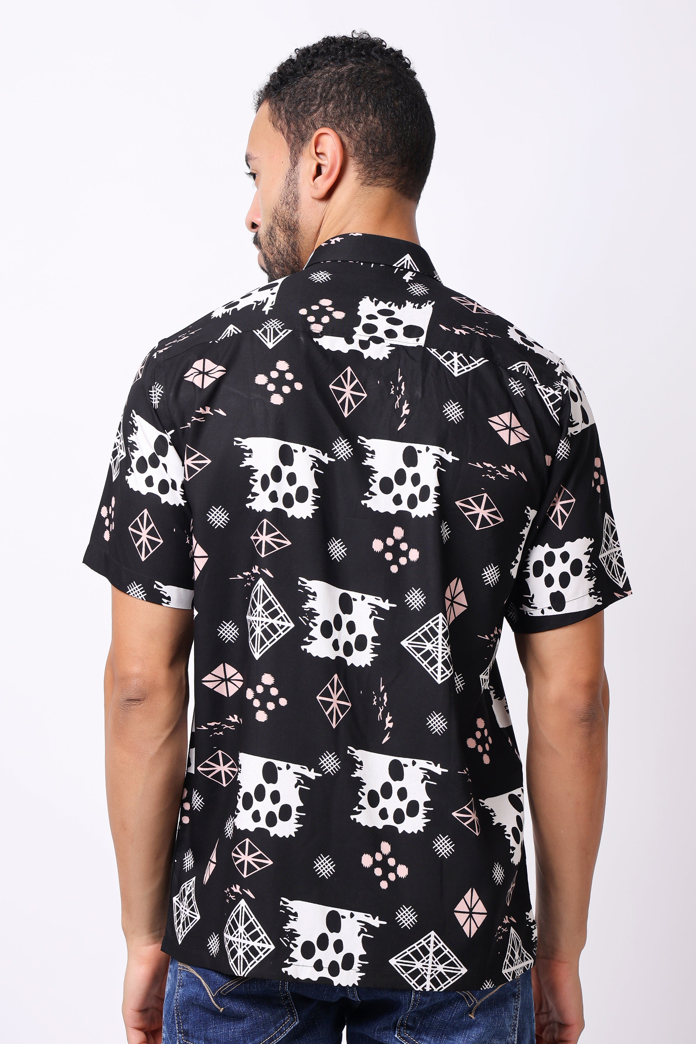Stylox Men's Half Sleeve Abstract Print Casual Shirt – Stylish Printed Cotton Blend Shirt for Trendy Everyday Look - Stylox