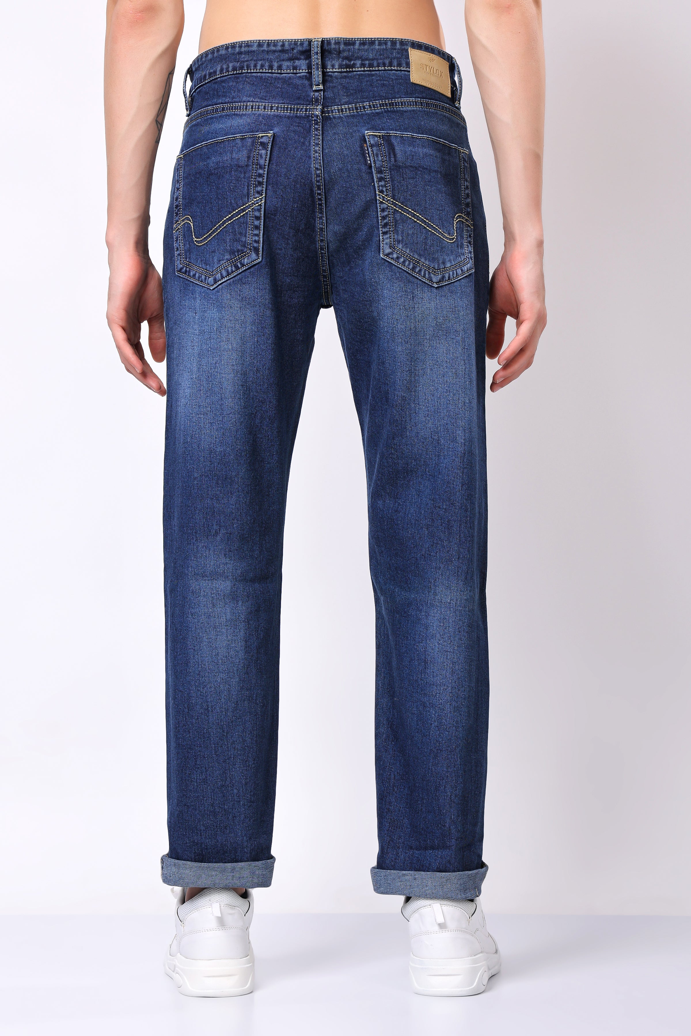 Stylox Men's Relaxed Fit Washed Jeans