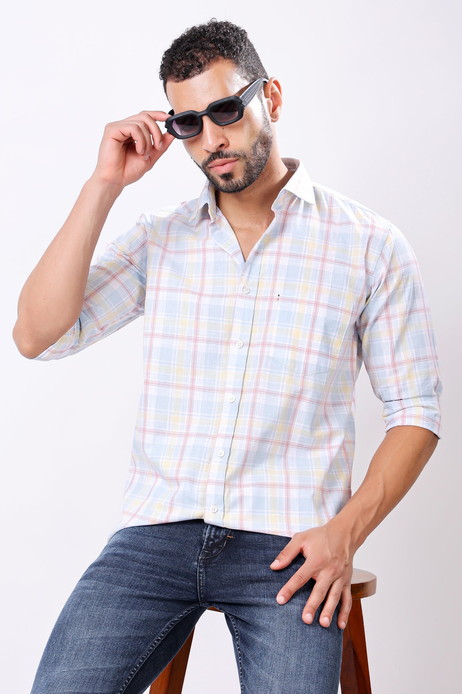 Stylox Men’s Full Sleeve Check Shirt – Regular Fit, Classic Pattern &amp; Comfortable Casual Wear