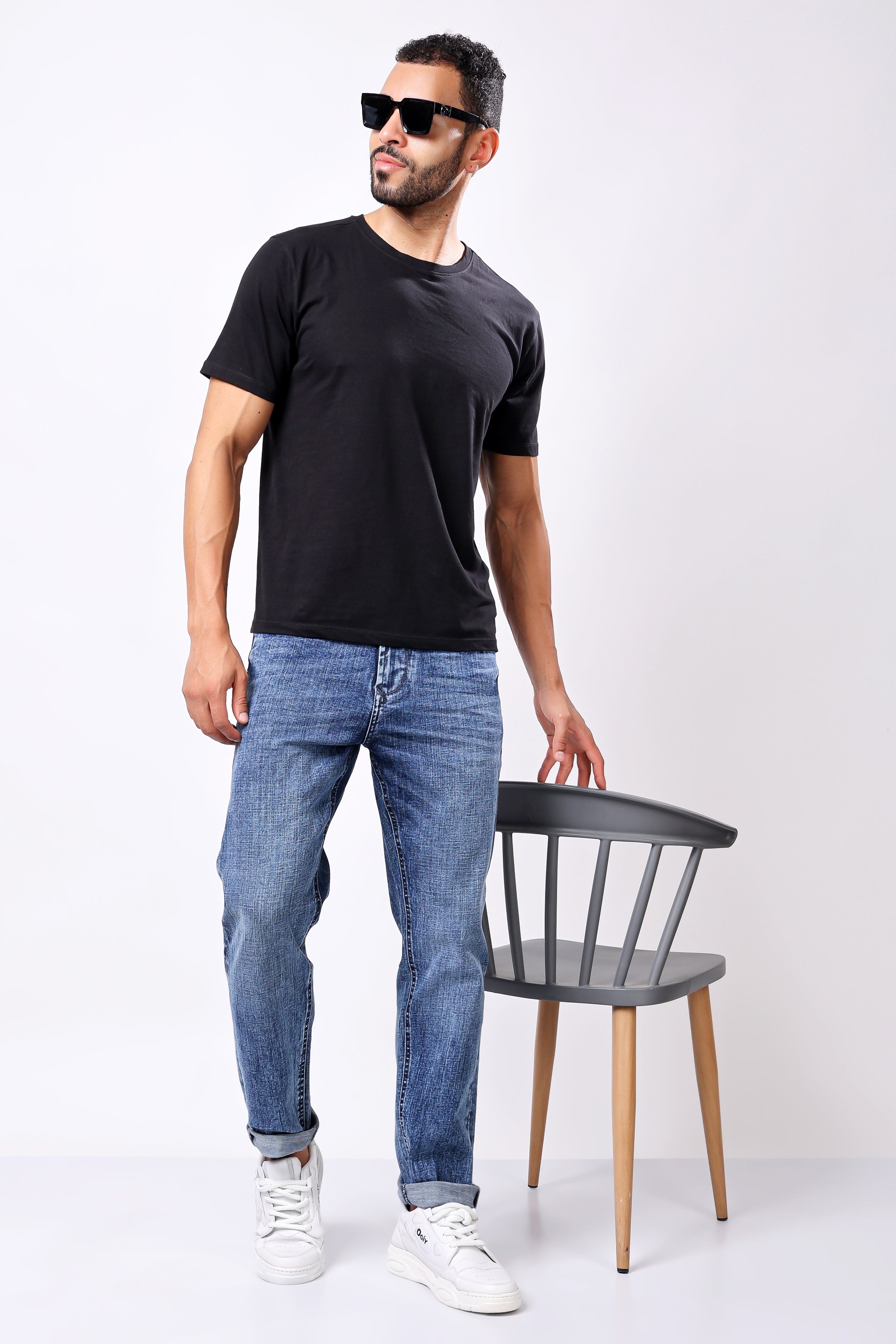 Stylox Men’s Relaxed Fit Denim Jeans - Dark Blue, Light Blue