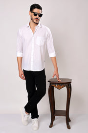 Stylox Men's Solid Full Sleeve Casual Shirt Color - White