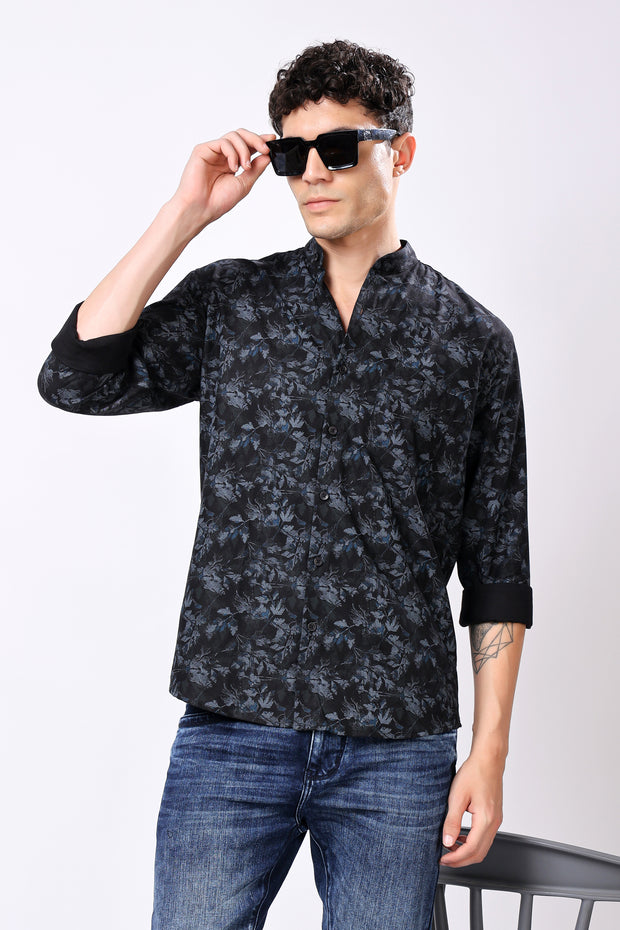 Stylox Full Sleeve Leaf Print Casual Shirt