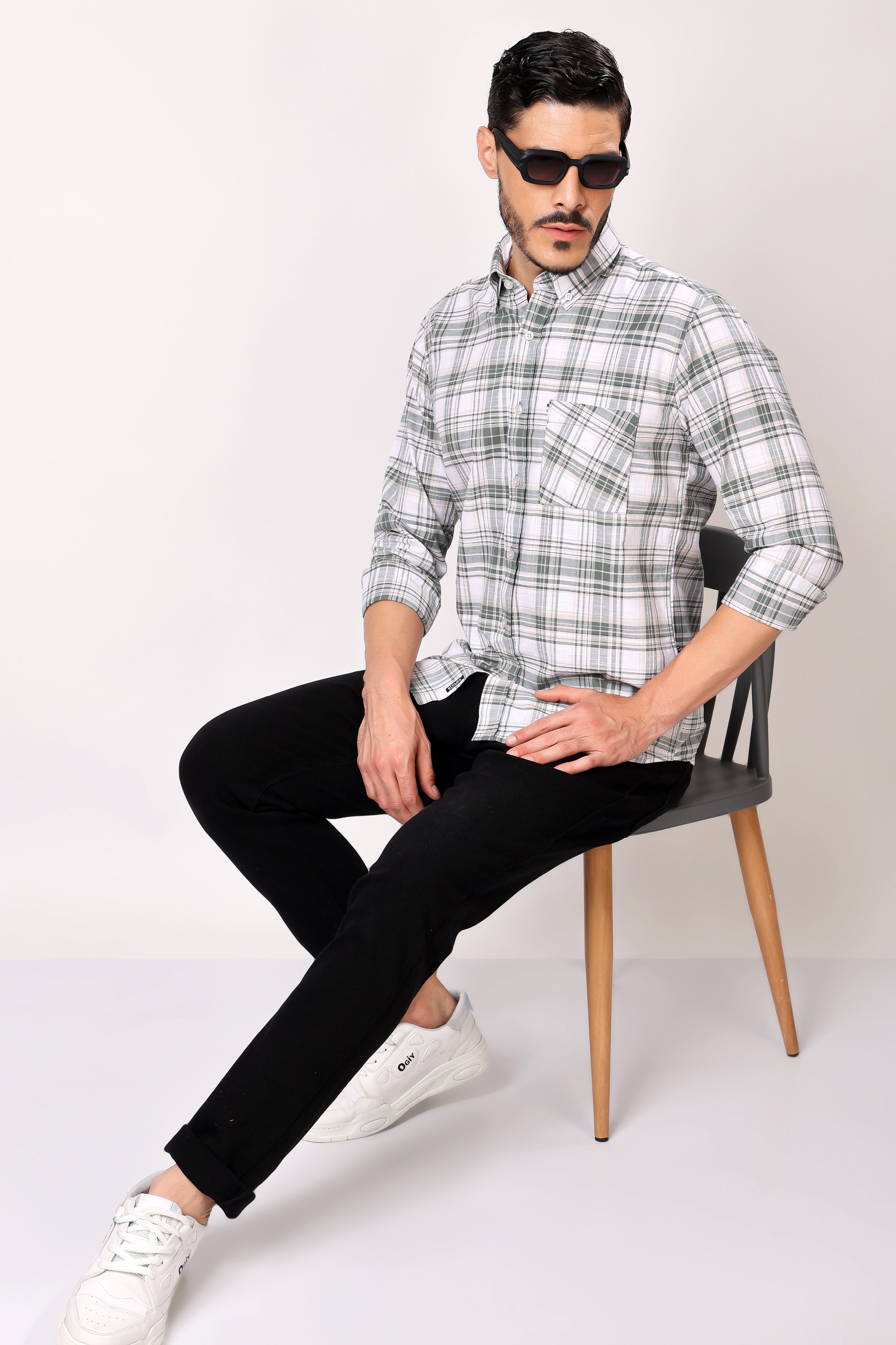 Stylox Men's Regular Fit Full Sleeve Casual Check Shirt - Stylox